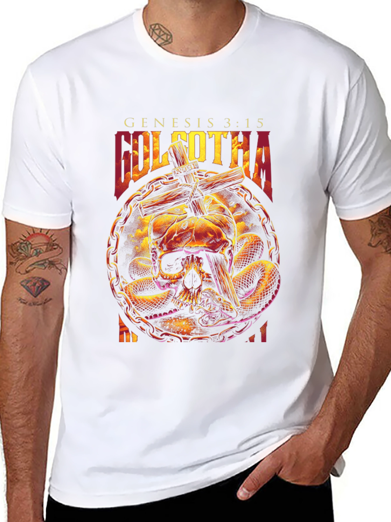 Golgotha Genesis 3:15 Skull & Snake Graphic T-Shirt