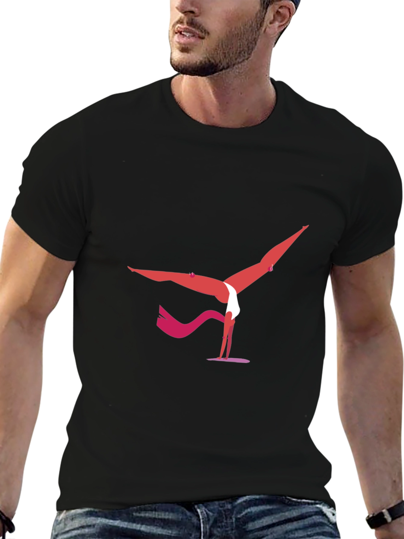 Yoga Pose Graphic Tee - Black Cotton Blend