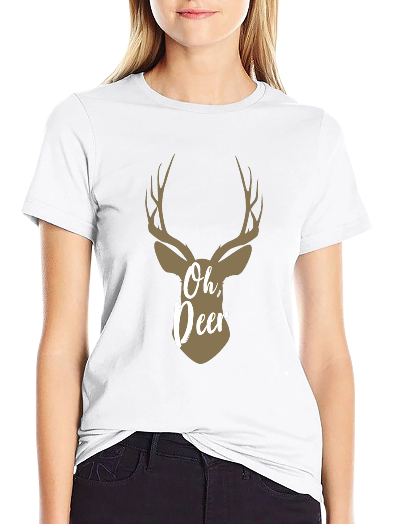 Oh Deer! Graphic Print Crew Neck T-Shirt