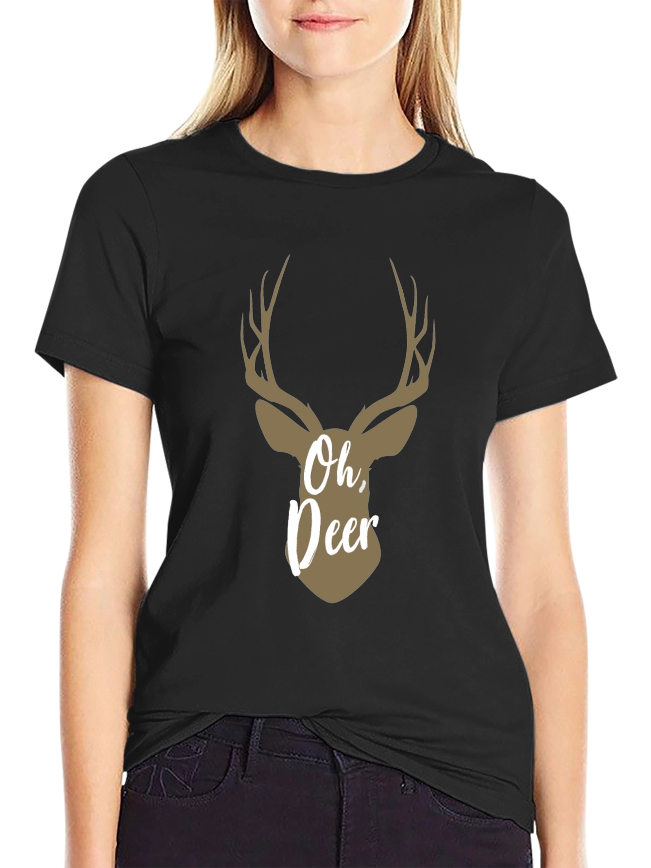 Oh Deer! Graphic Print Crew Neck T-Shirt