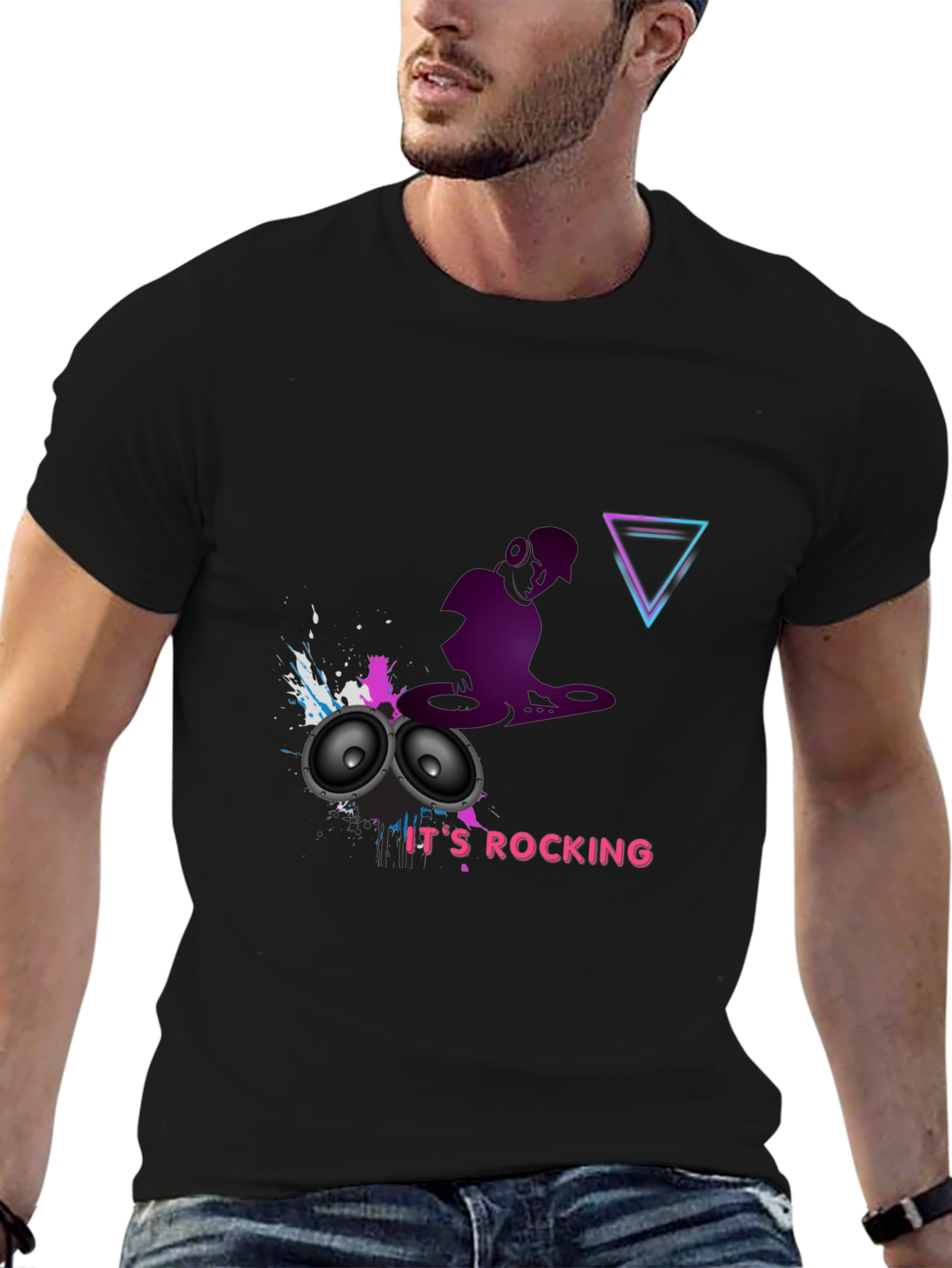 DJ Rocking Black Graphic Tee