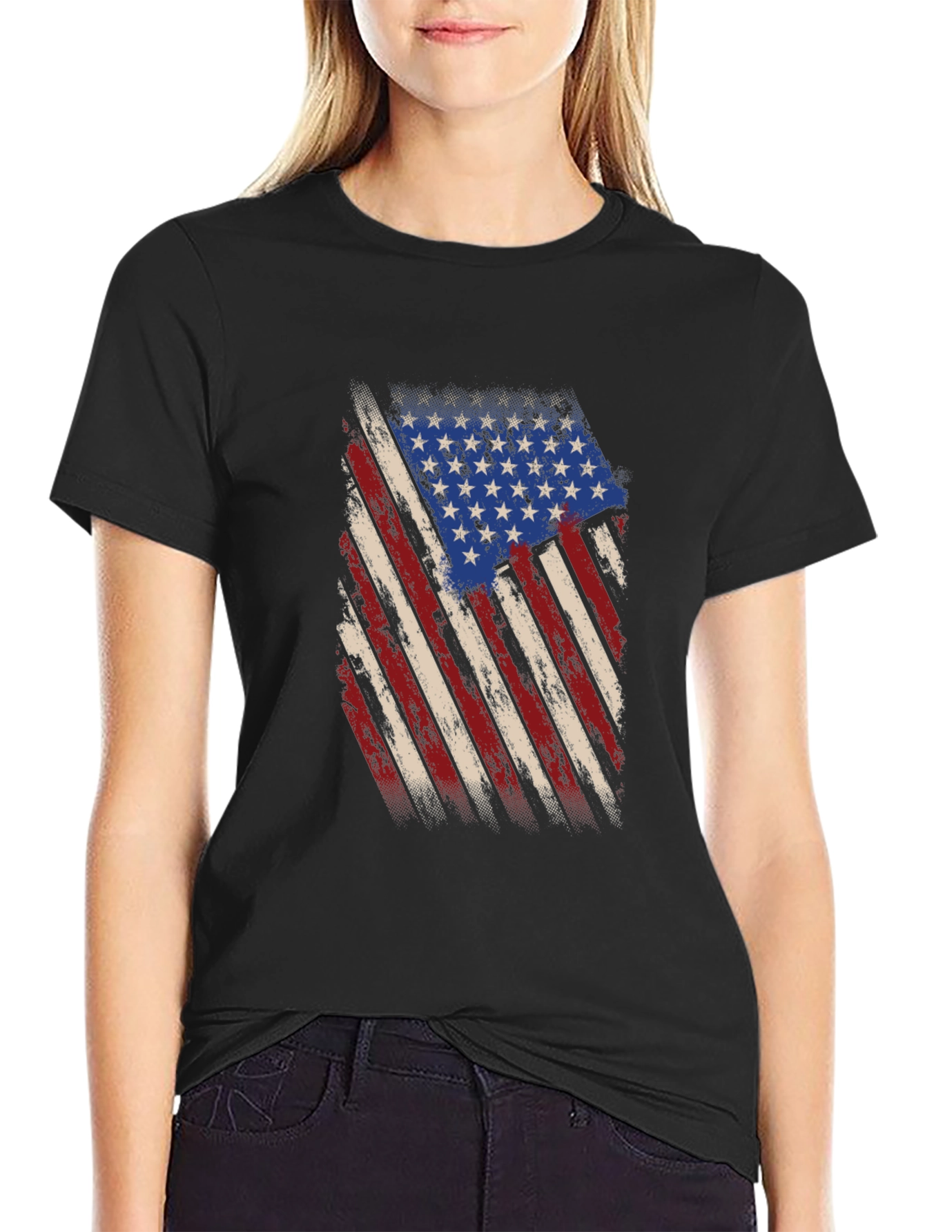 American Flag Graphic Print Mens T-Shirt