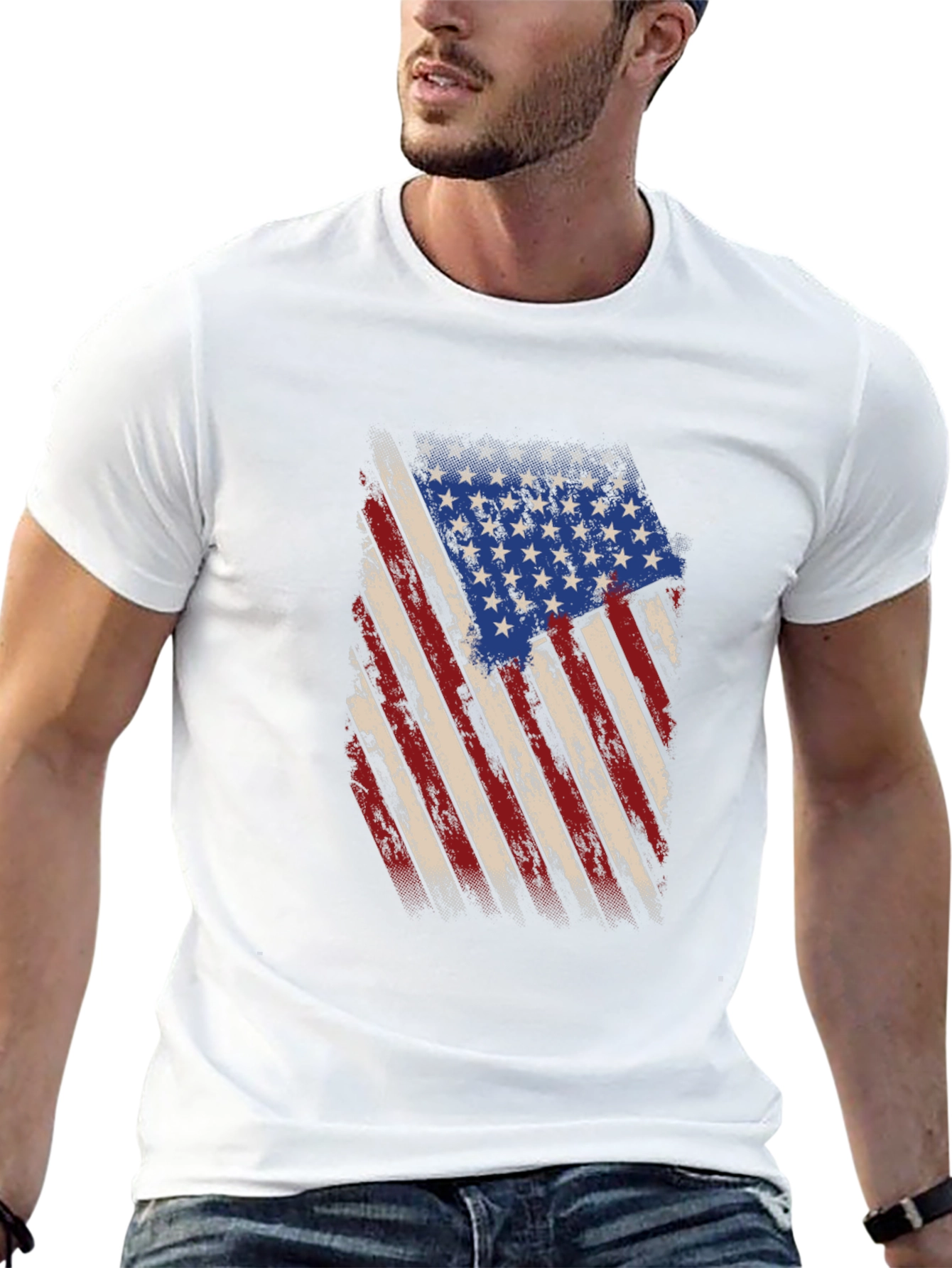 American Flag Graphic Print Mens T-Shirt