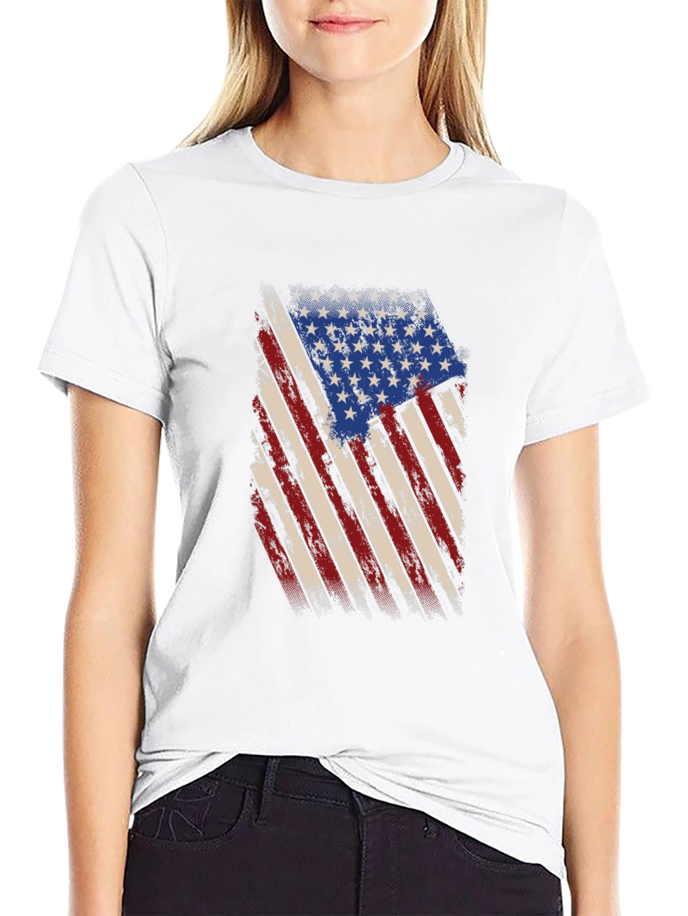 American Flag Graphic Print Mens T-Shirt