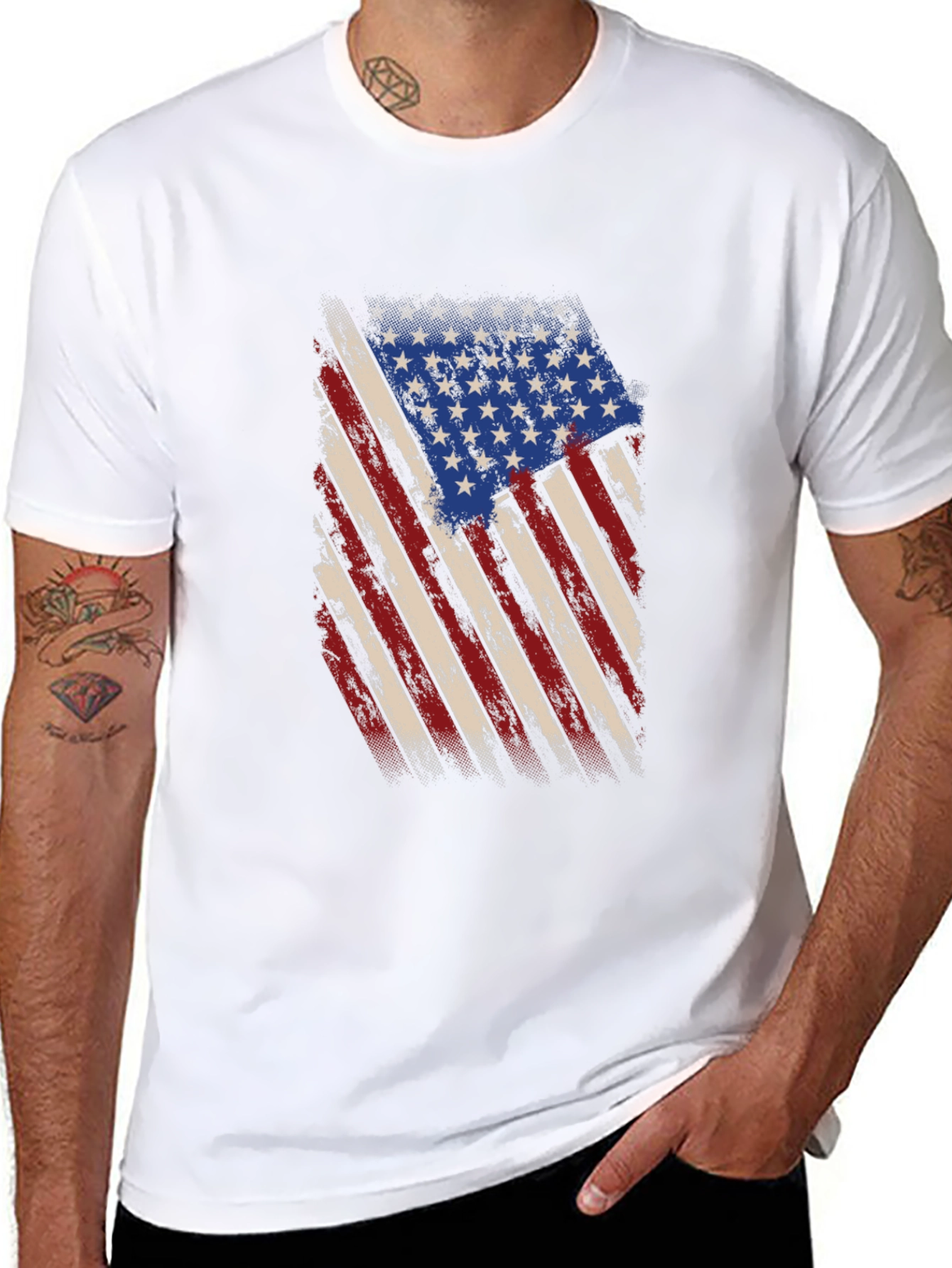 American Flag Graphic Print Mens T-Shirt