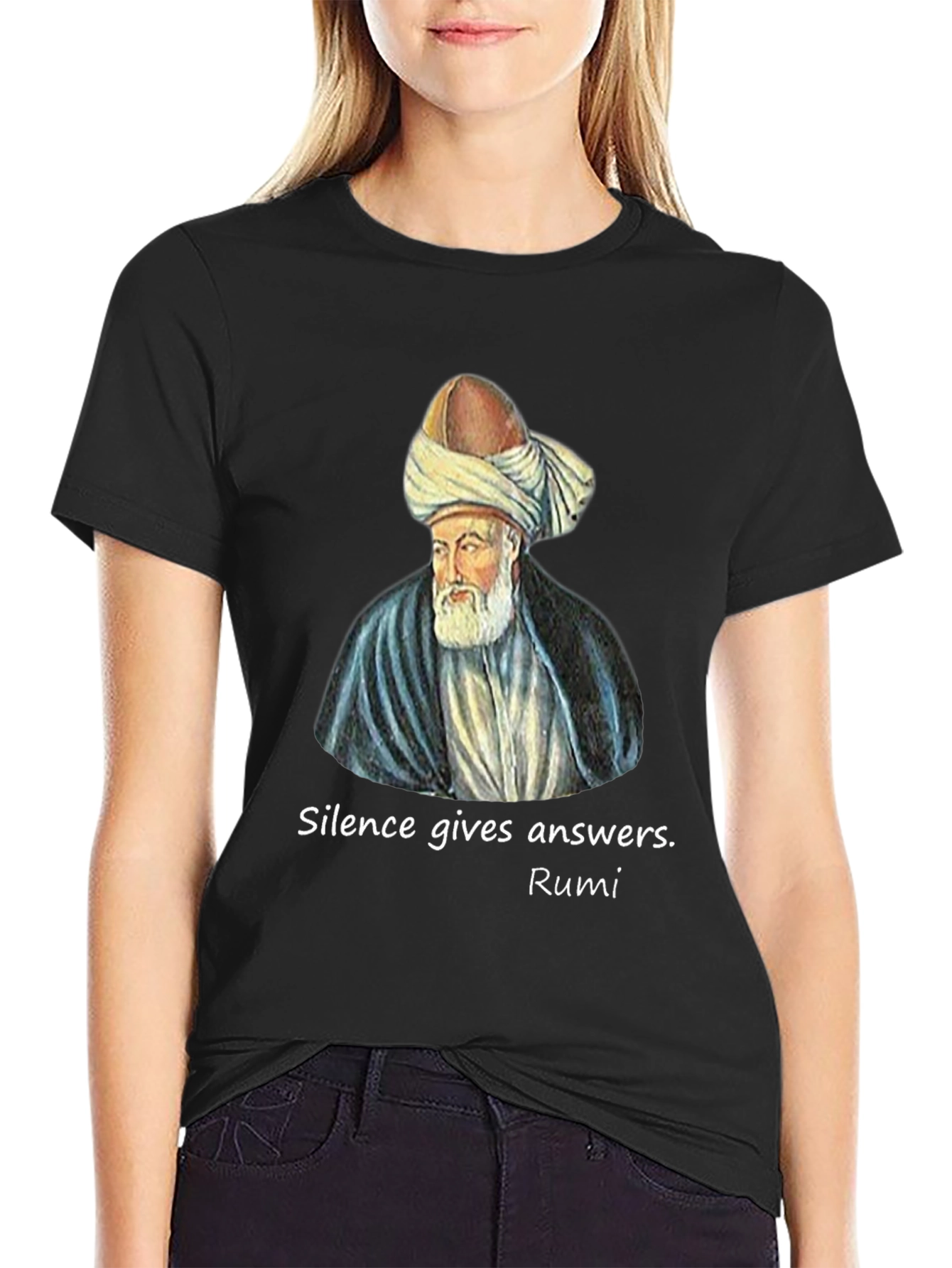 Rumi Quote Graphic T-Shirt - Silence Gives Answers