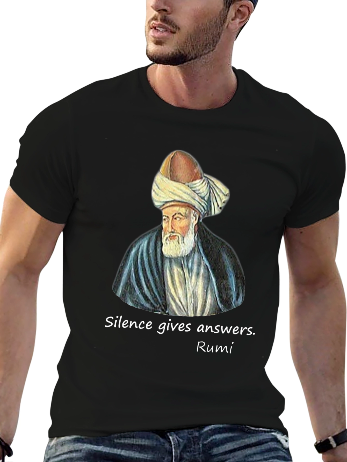 Rumi Quote Graphic T-Shirt - Silence Gives Answers