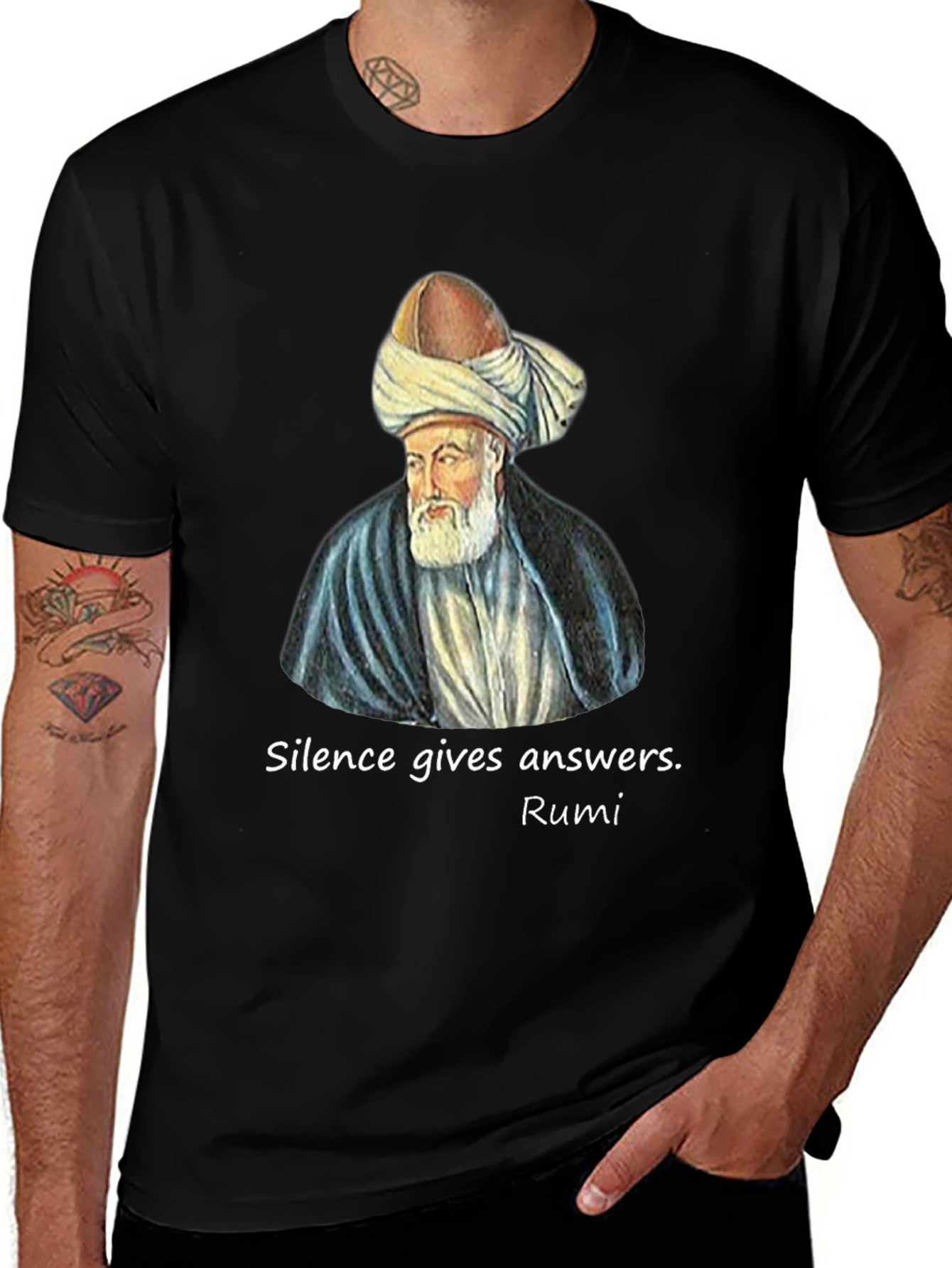 Rumi Quote Graphic T-Shirt - Silence Gives Answers