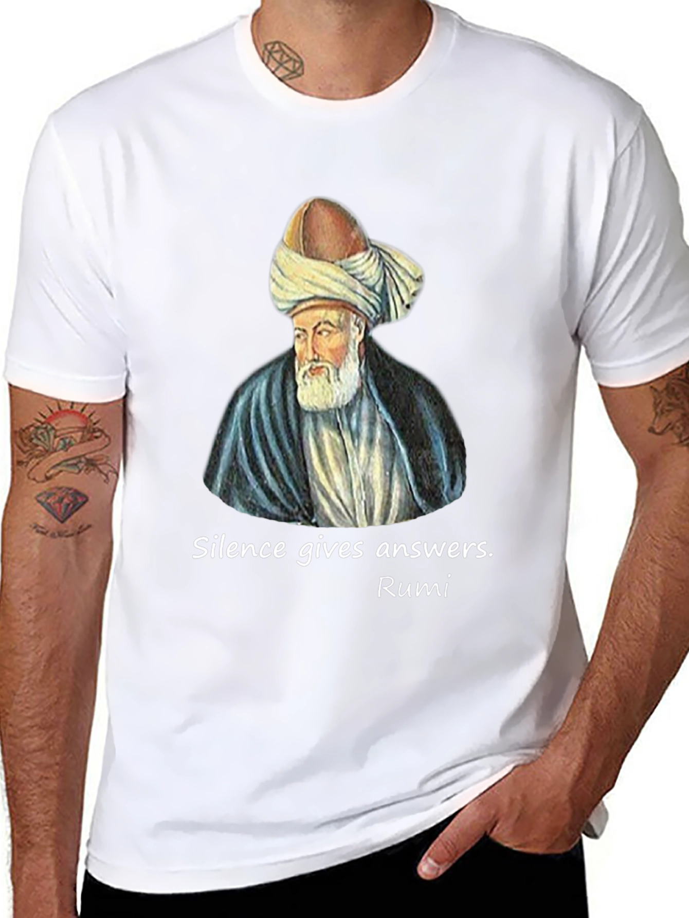 Rumi Quote Graphic T-Shirt - Silence Gives Answers