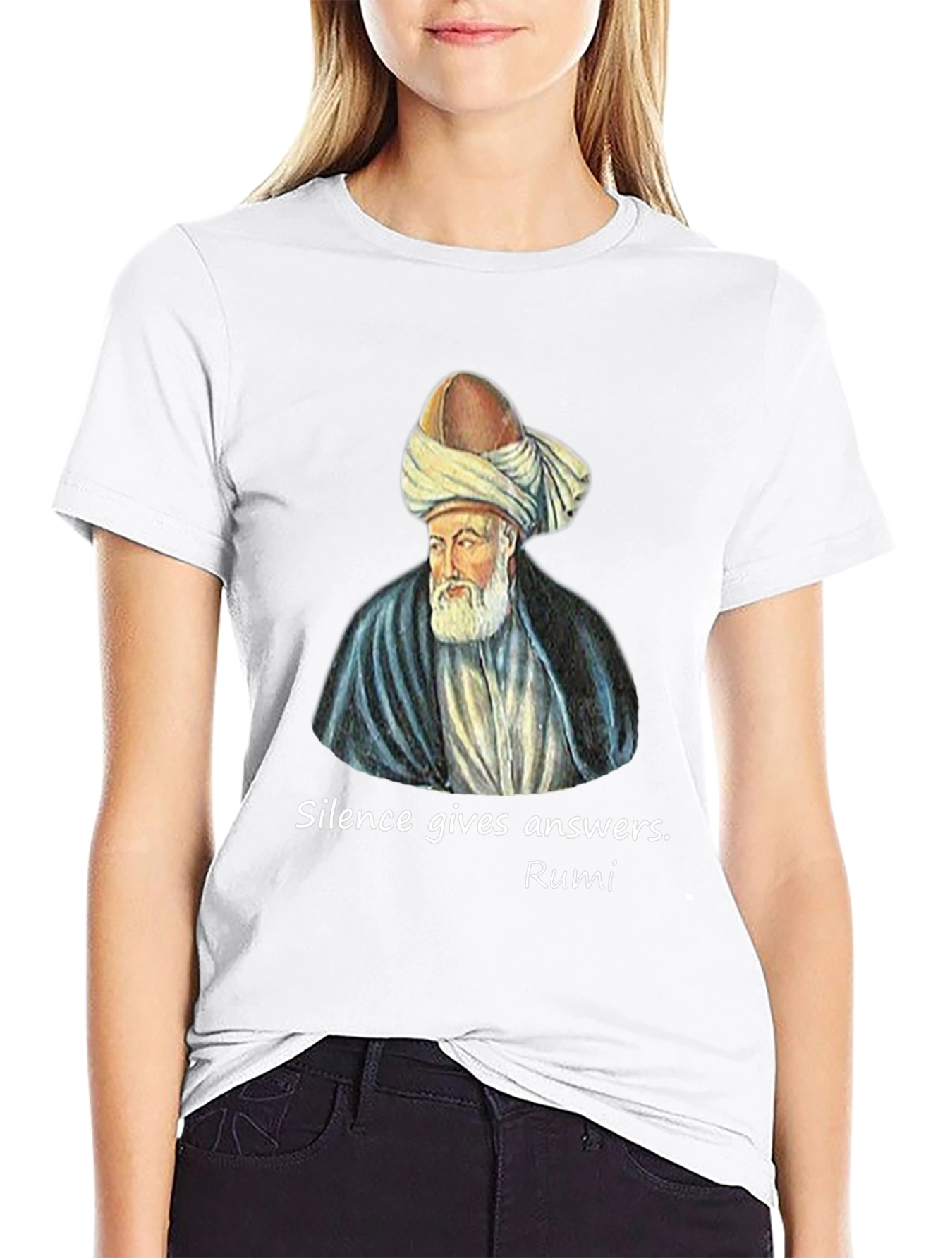 Rumi Quote Graphic T-Shirt - Silence Gives Answers