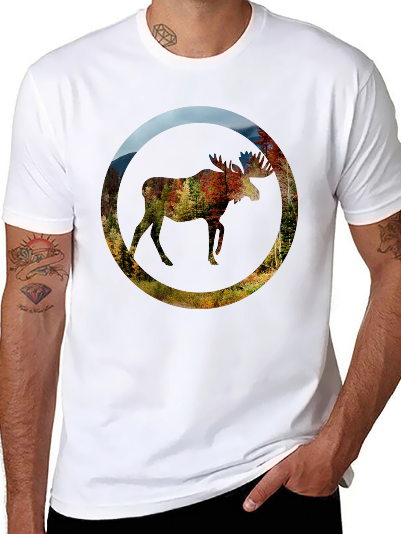 Nature Moose Graphic Black T-Shirt