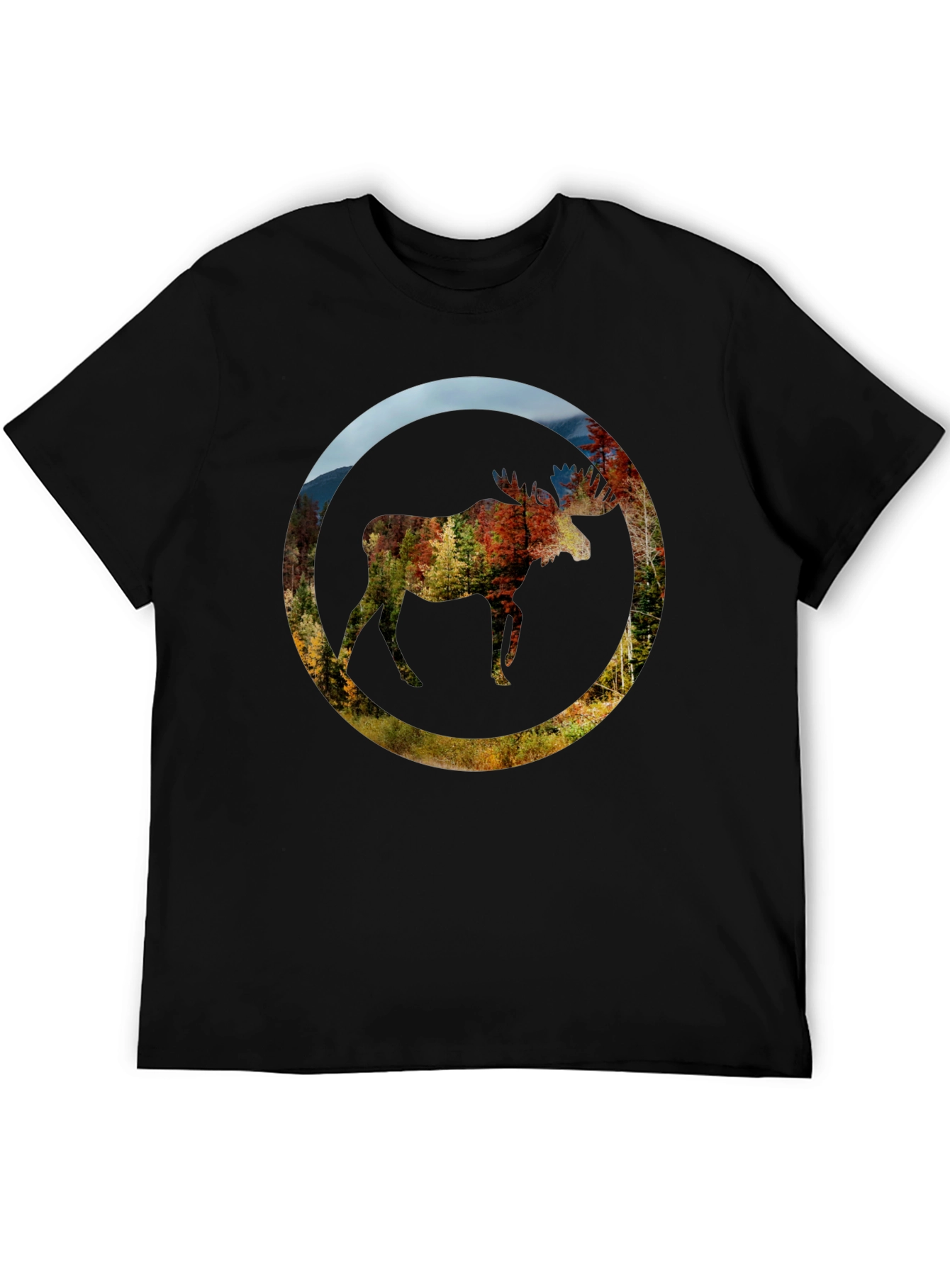 Nature Moose Graphic Black T-Shirt