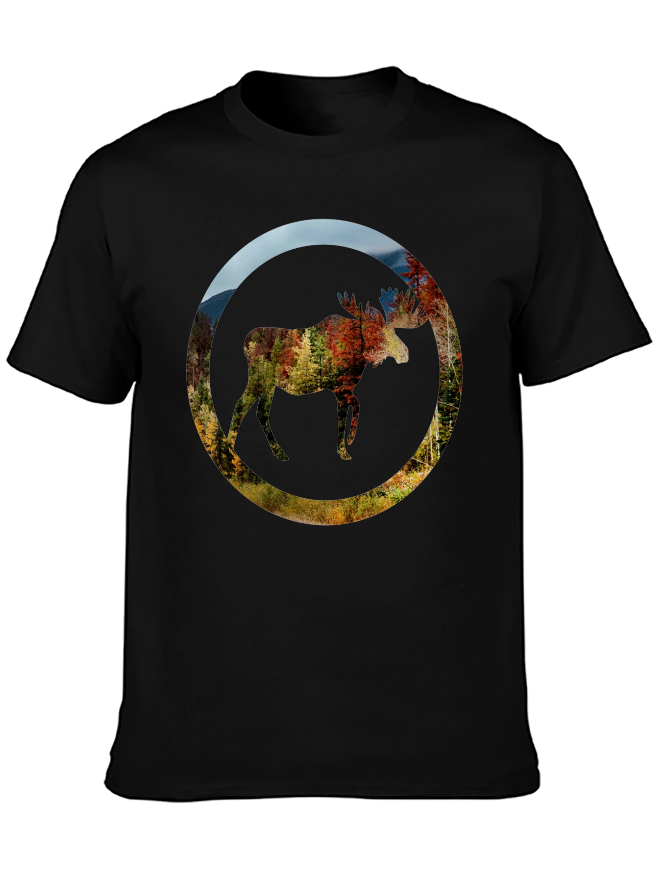 Nature Moose Graphic Black T-Shirt
