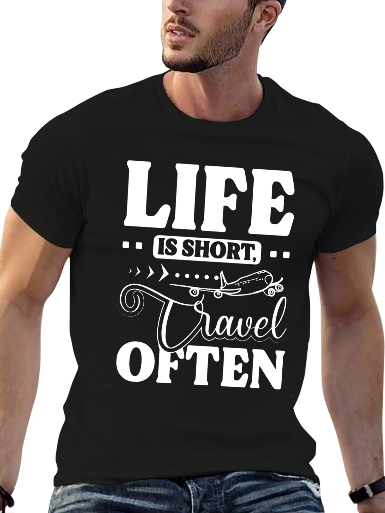 Life is Short Travel Often Black T-Shirt