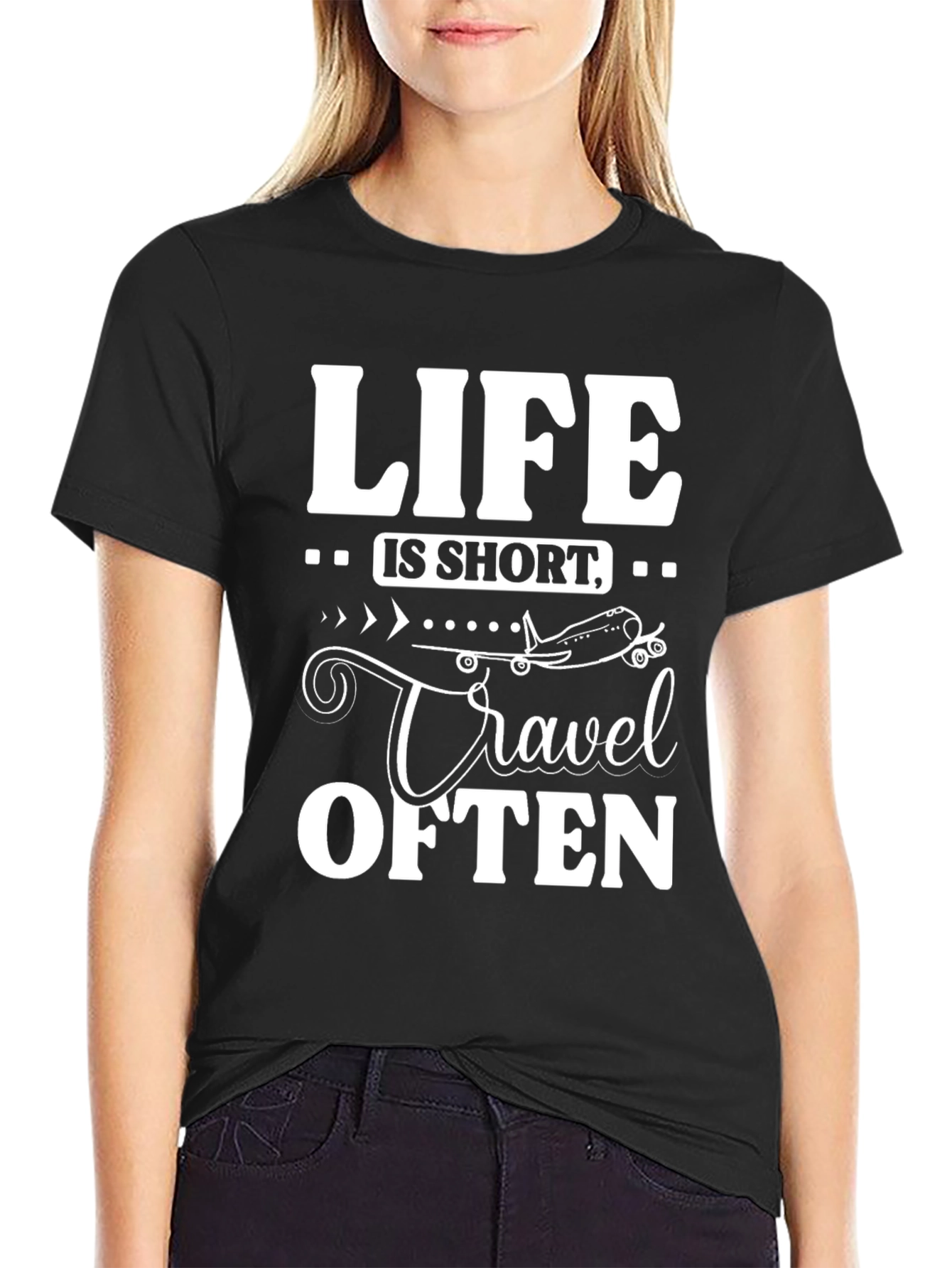 Life is Short Travel Often Black T-Shirt
