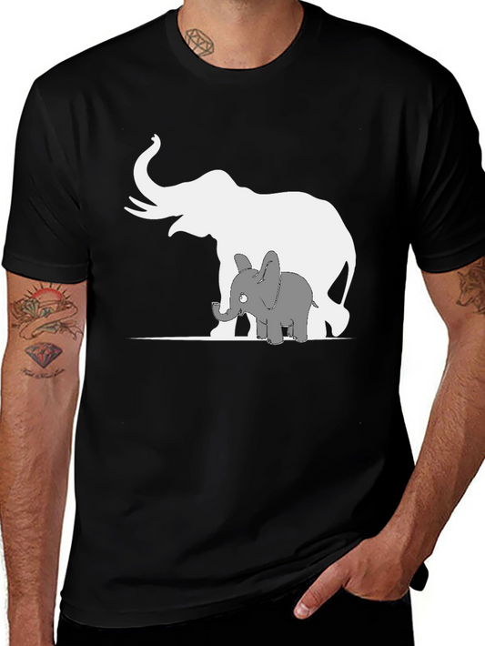 Elephant Family Graphic Tee - Black Cotton Casual Shirt