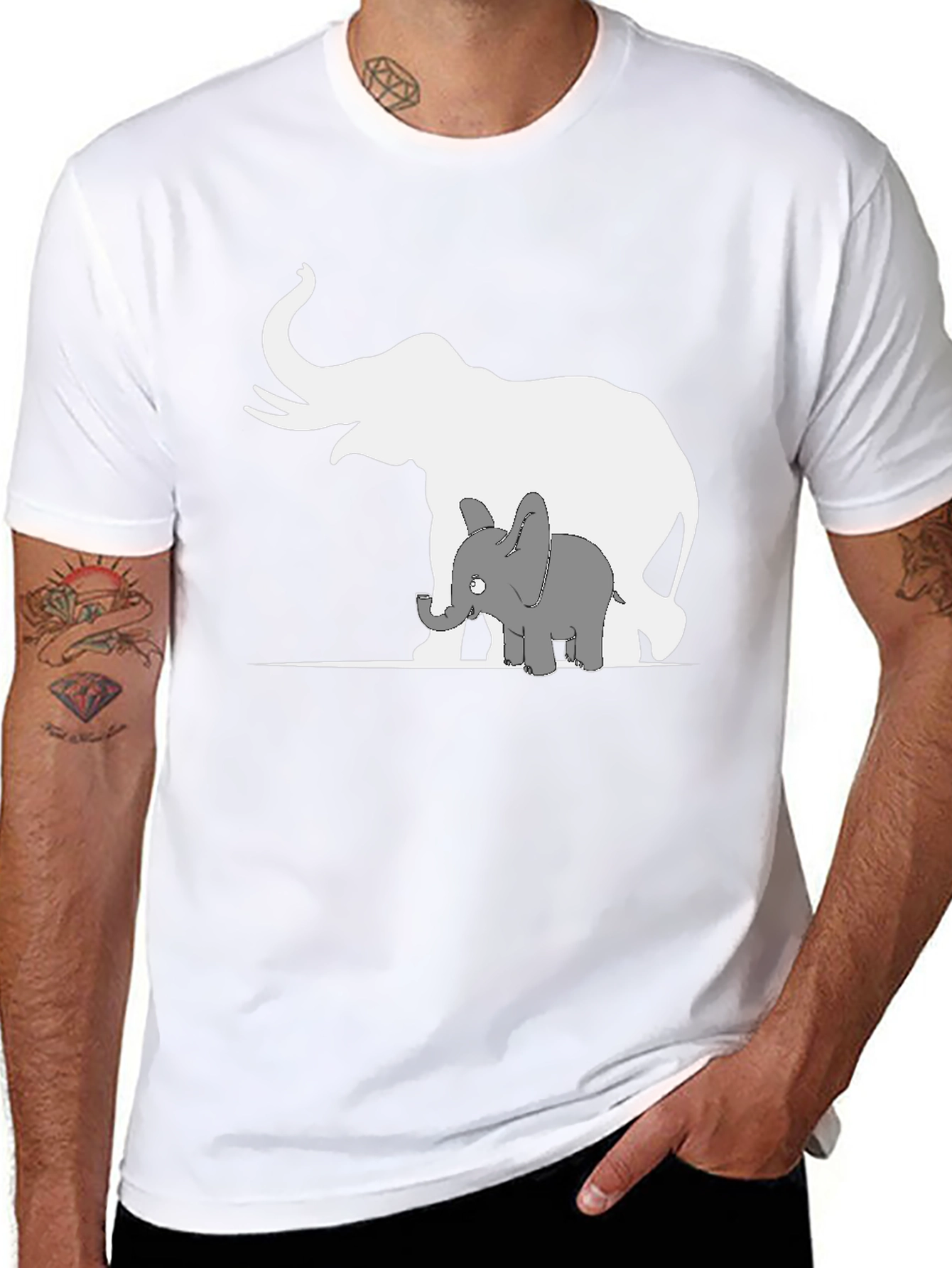 Elephant Family Graphic Tee - Black Cotton Casual Shirt