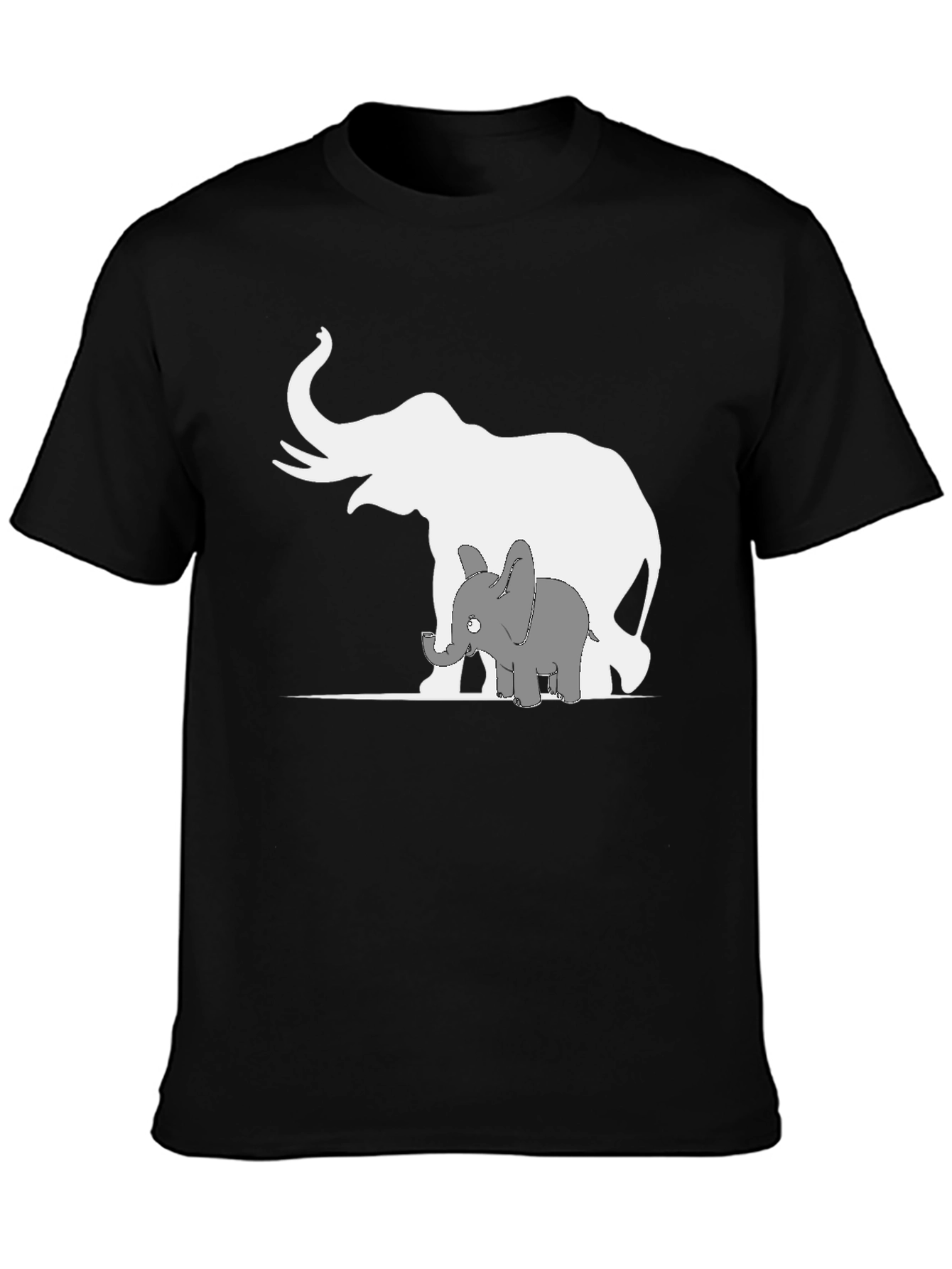 Elephant Family Graphic Tee - Black Cotton Casual Shirt