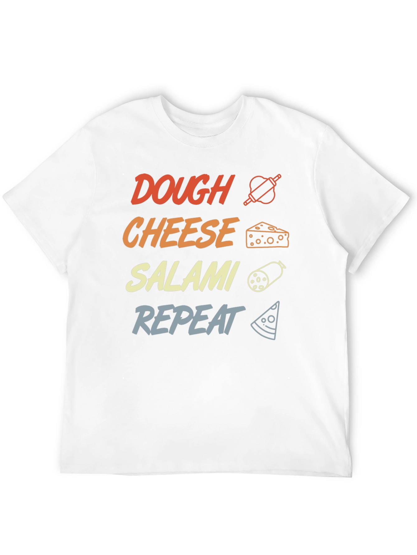 Dough Cheese Salami Repeat Graphic T-Shirt
