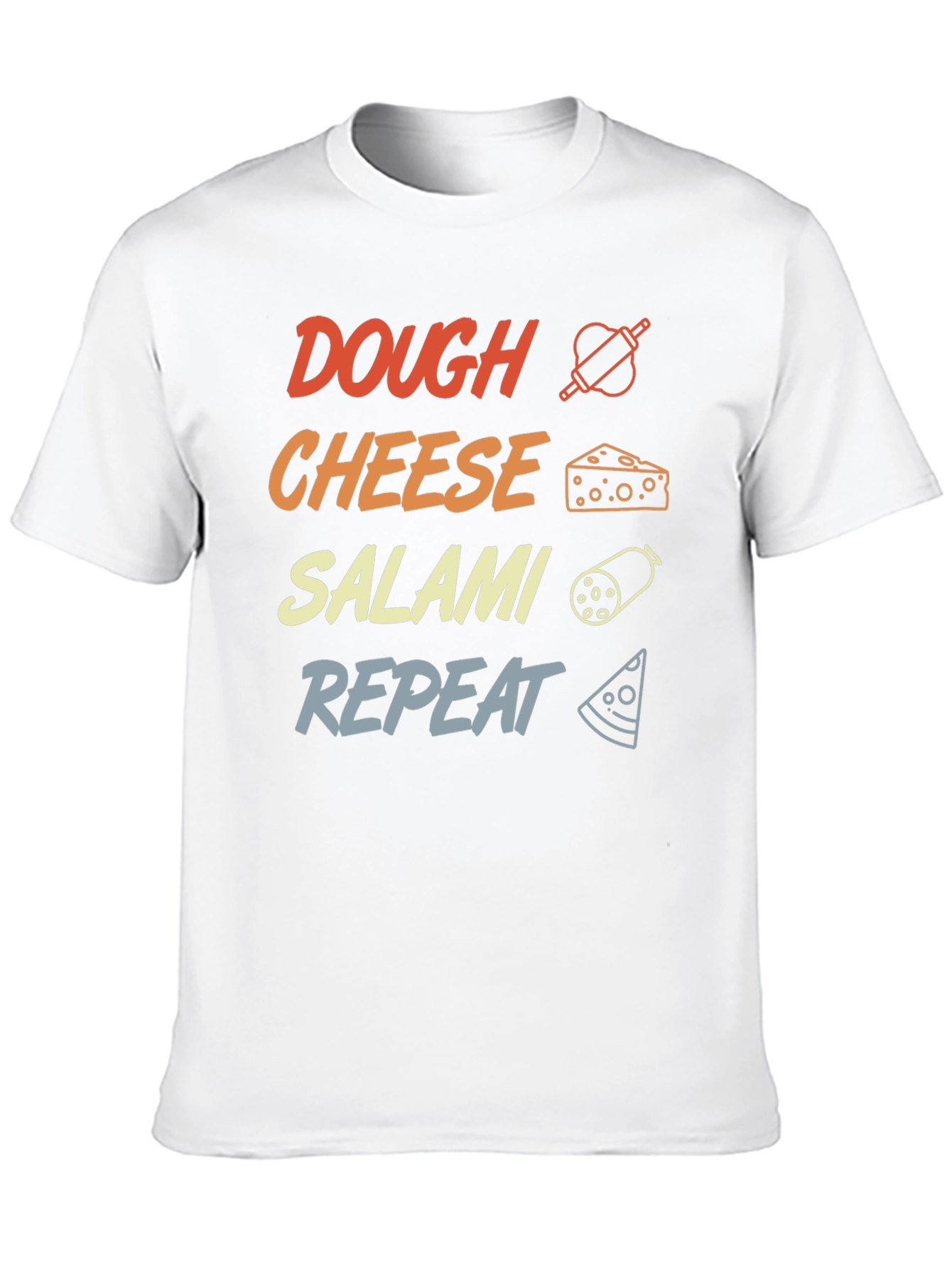 Dough Cheese Salami Repeat Graphic T-Shirt