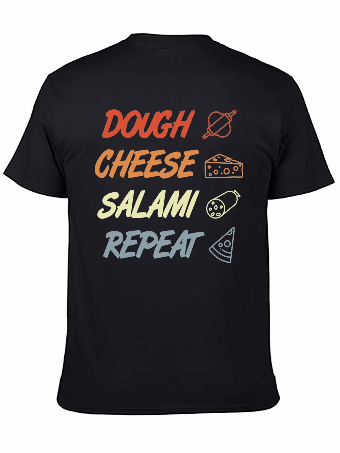 Dough Cheese Salami Repeat Graphic T-Shirt