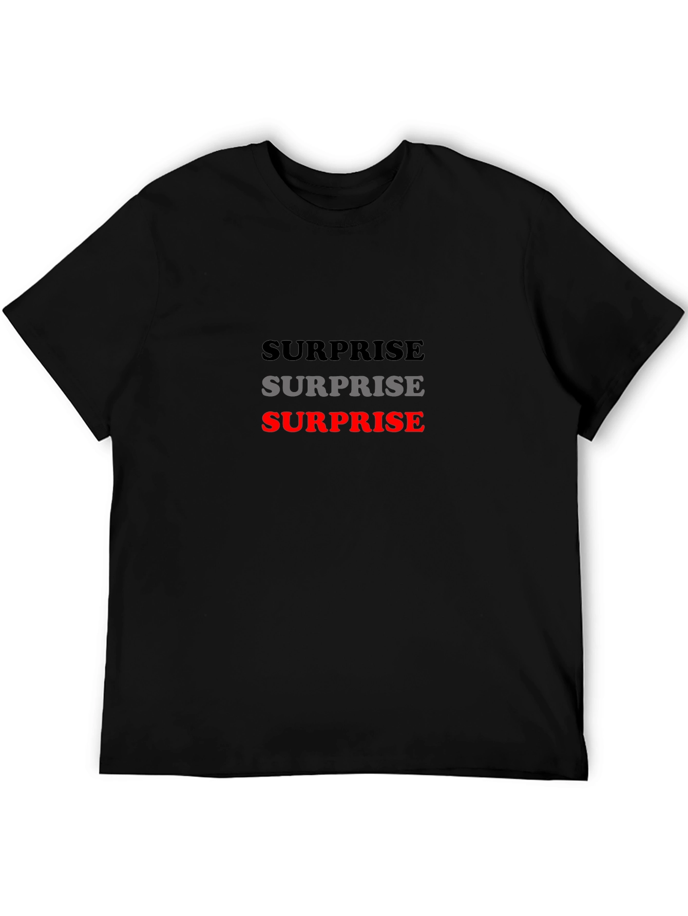 Surprise Graphic Tee - Black Casual T-Shirt