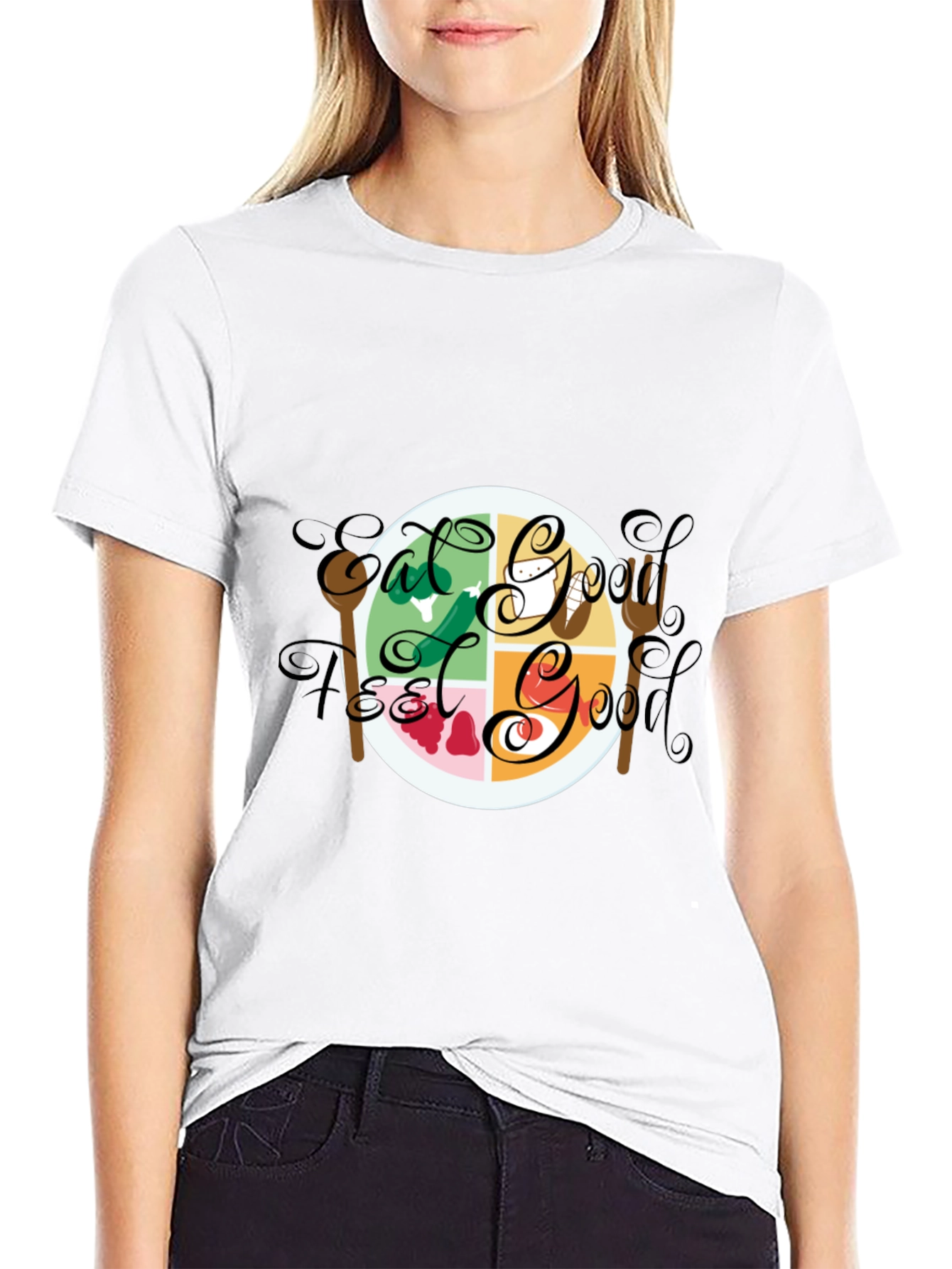 Eat Good Feel Good Black Graphic Tee