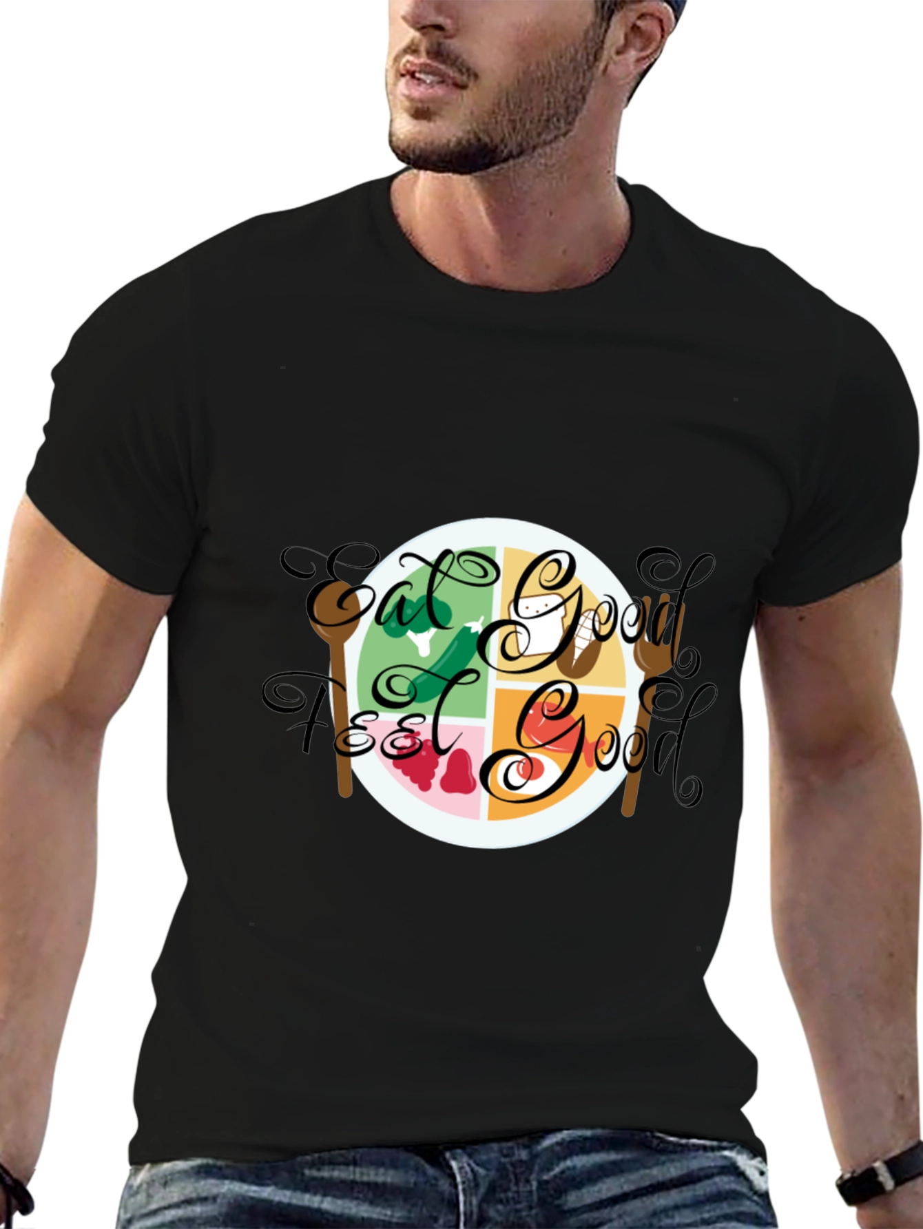 Eat Good Feel Good Black Graphic Tee