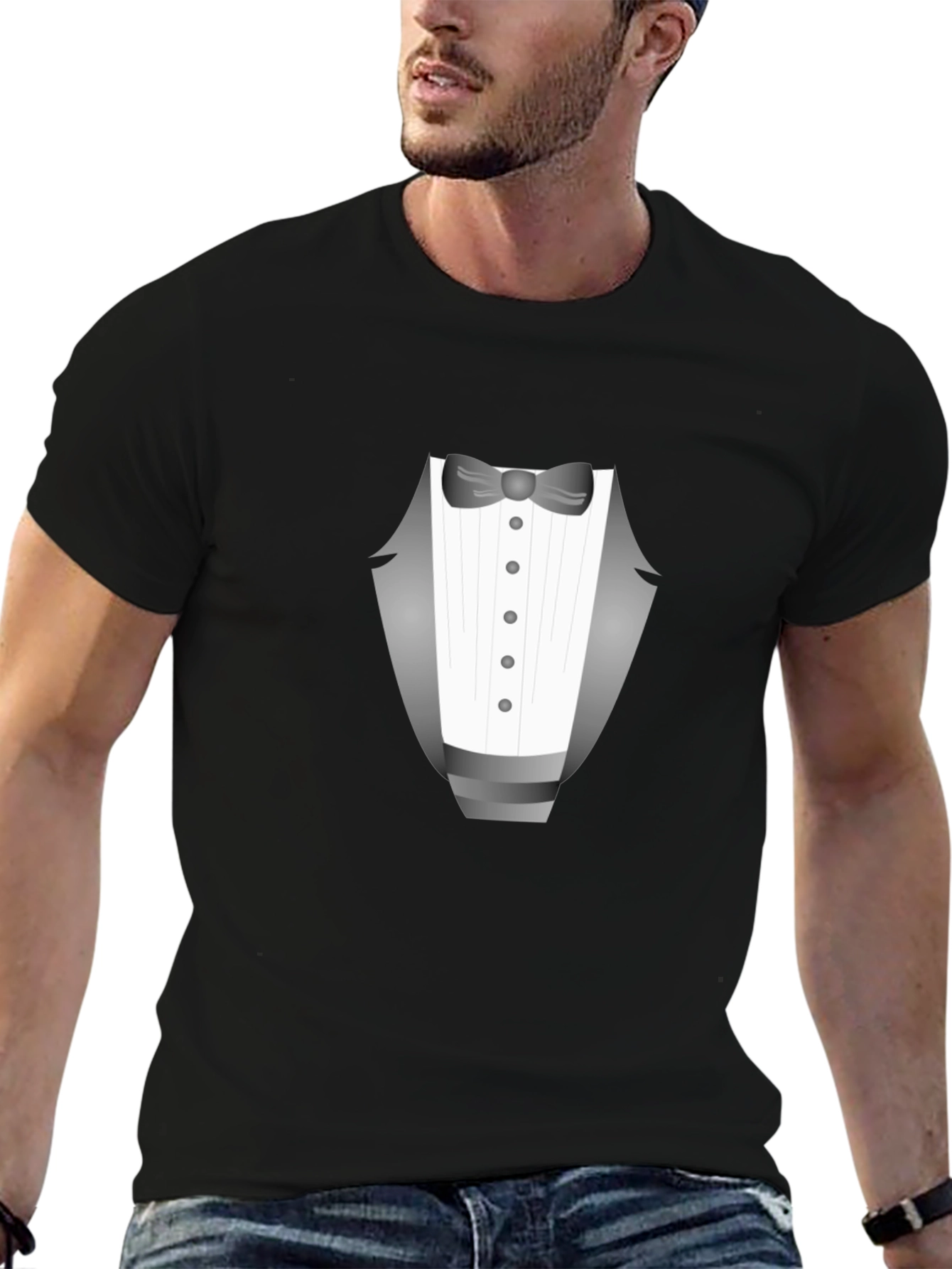 Tuxedo Graphic Tee - Dressy Casual Black T-Shirt