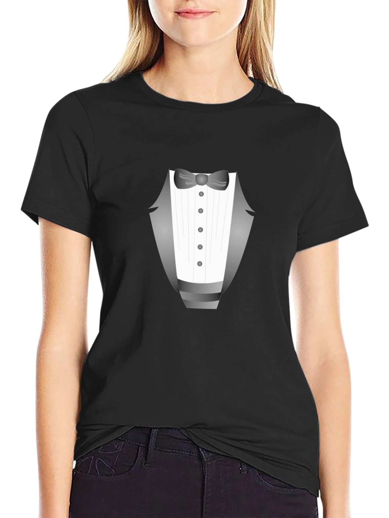 Tuxedo Graphic Tee - Dressy Casual Black T-Shirt