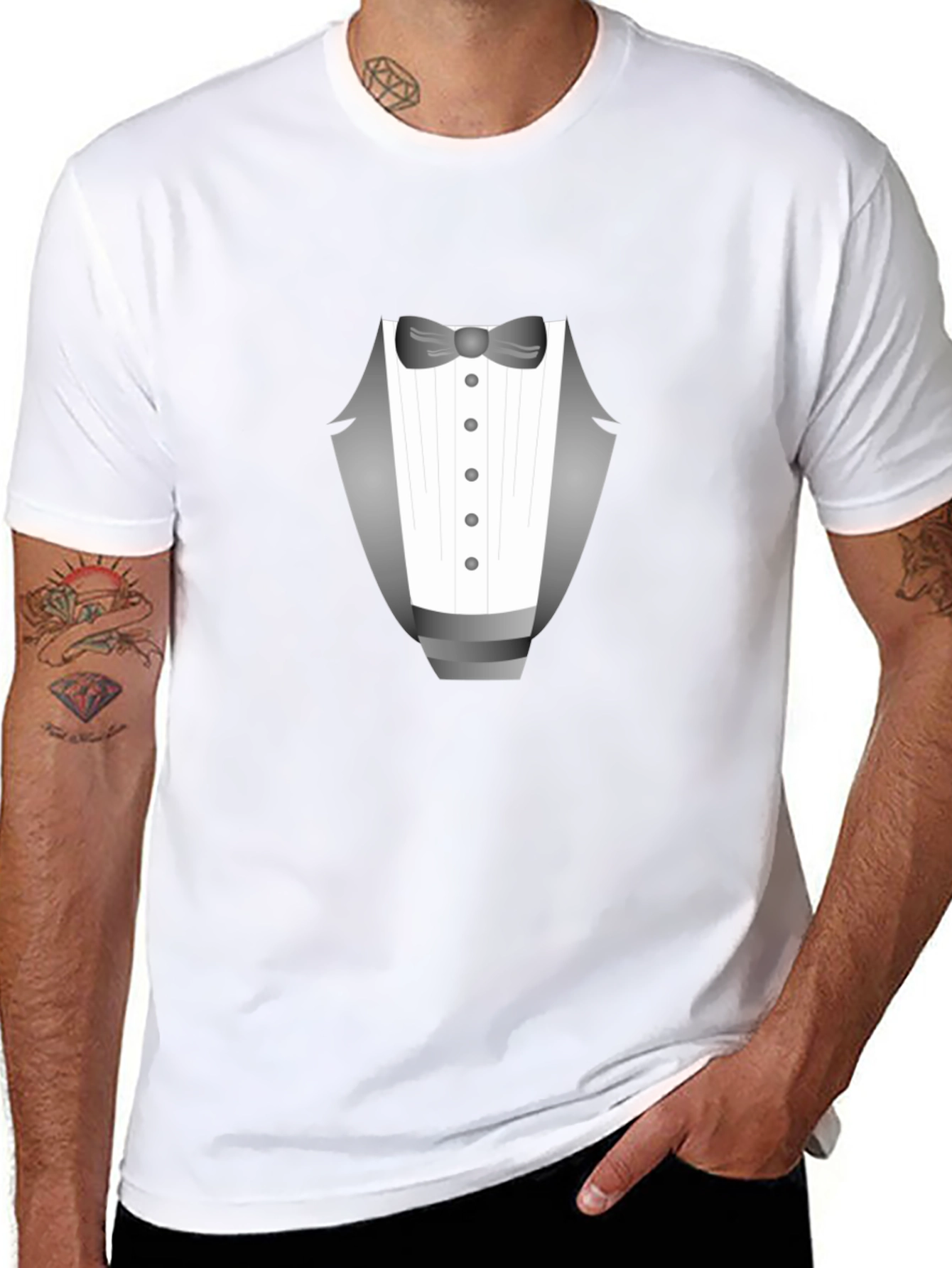 Tuxedo Graphic Tee - Dressy Casual Black T-Shirt