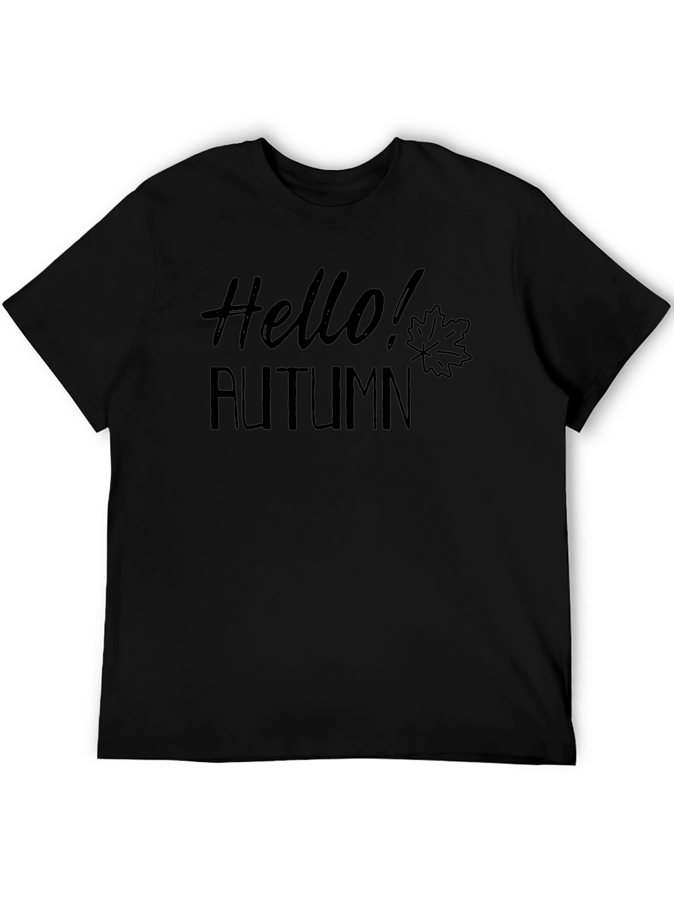 Hello Autumn Black Graphic T-Shirt