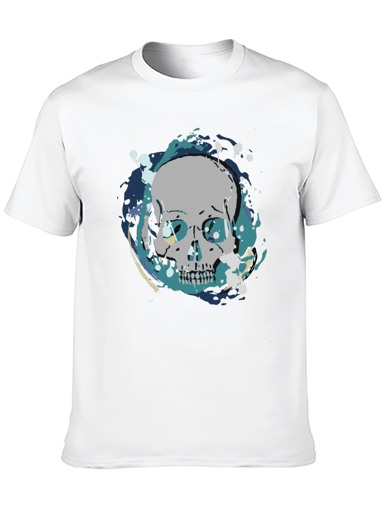 Skull Graphic Print Tee - Mens Black Cotton T-Shirt