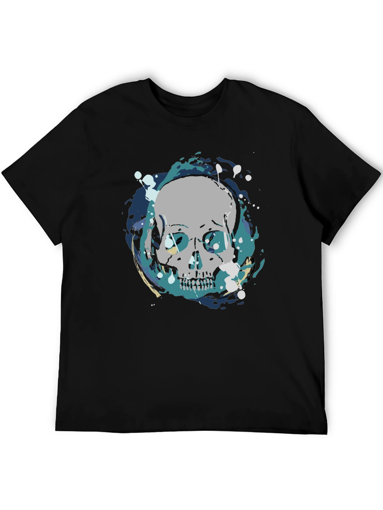 Skull Graphic Print Tee - Mens Black Cotton T-Shirt