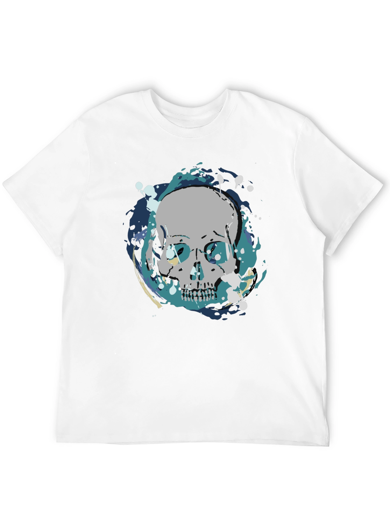 Skull Graphic Print Tee - Mens Black Cotton T-Shirt