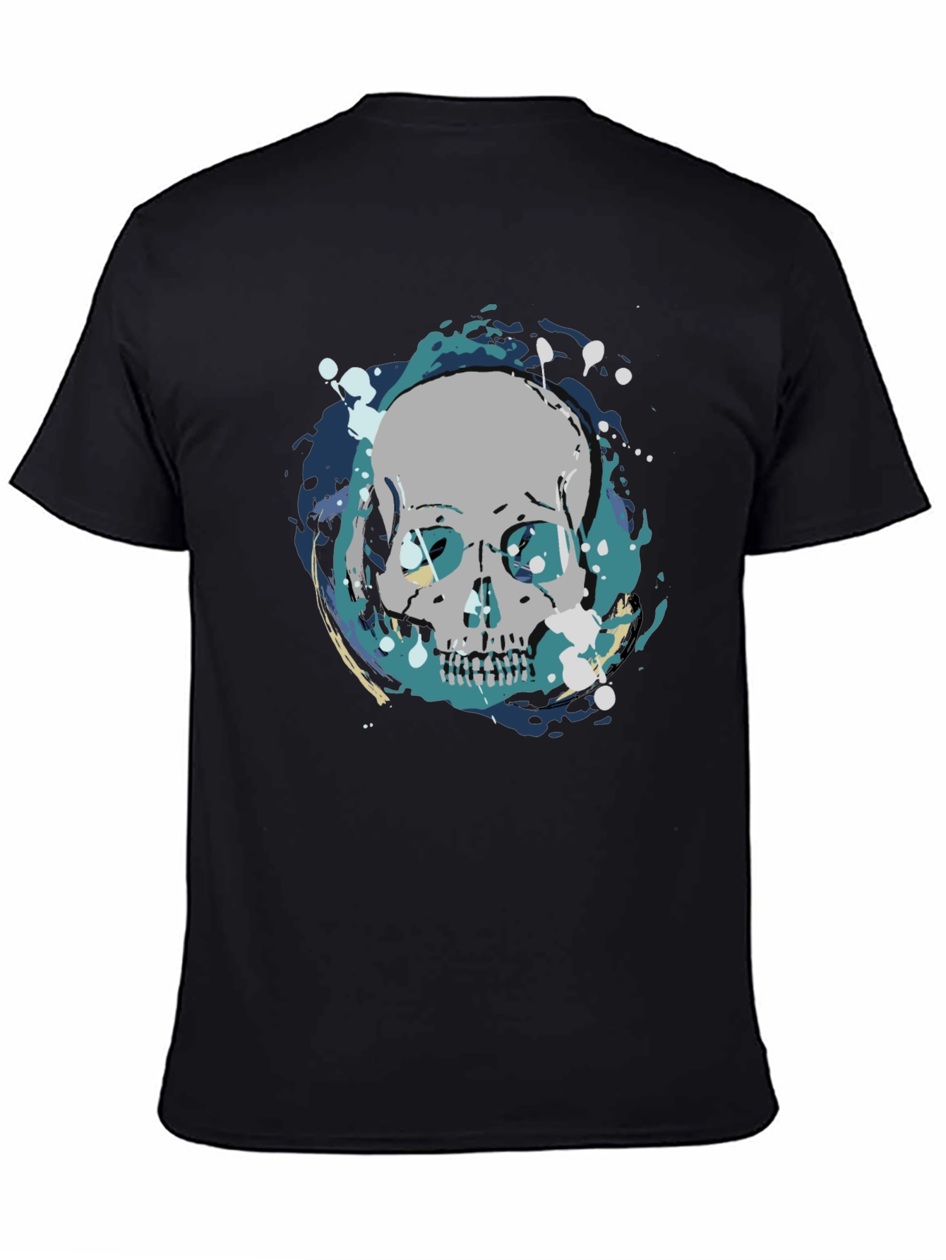 Skull Graphic Print Tee - Mens Black Cotton T-Shirt