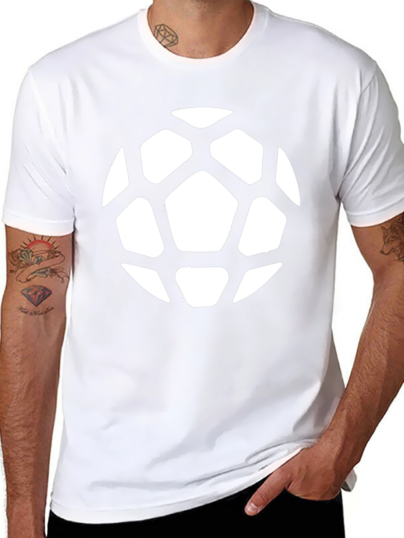 Soccer Ball Graphic Tee - Black Cotton Casual Shirt