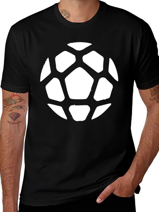 Soccer Ball Graphic Tee - Black Cotton Casual Shirt