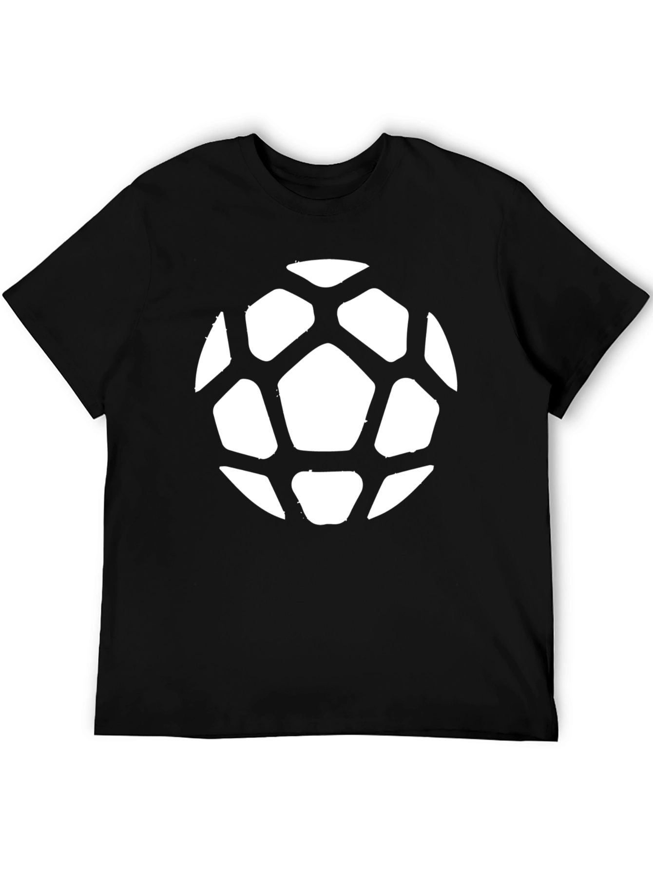 Soccer Ball Graphic Tee - Black Cotton Casual Shirt