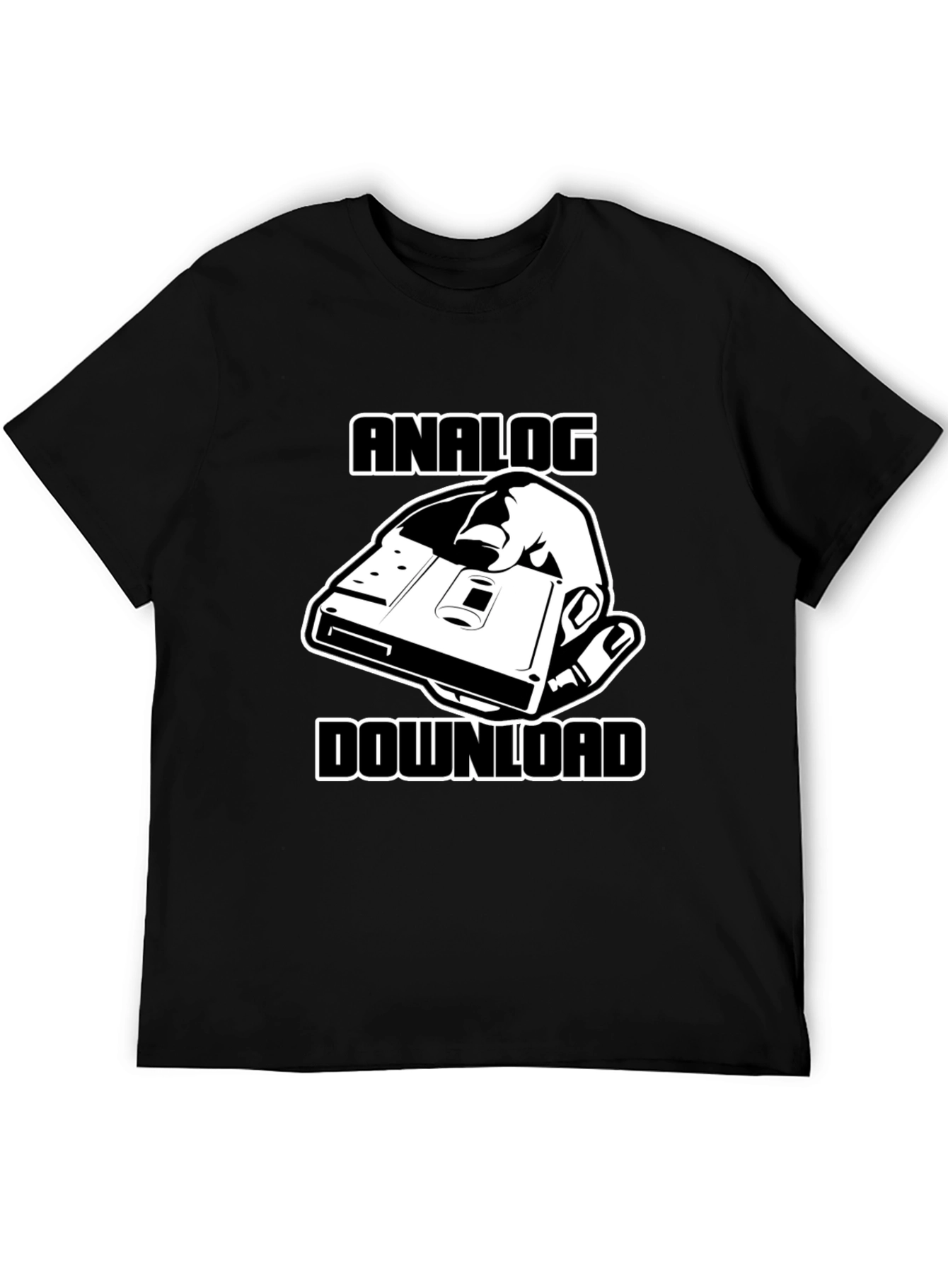 Analog Download Black T-Shirt - Retro Media Style