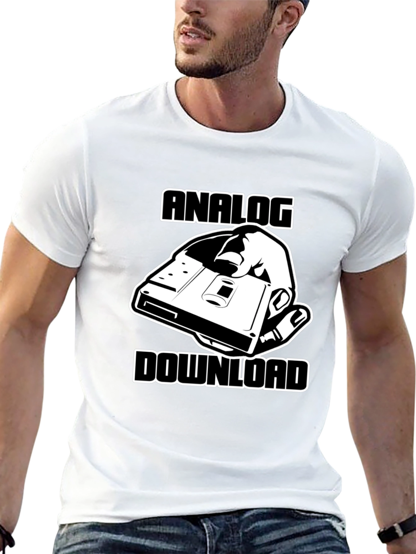 Analog Download Black T-Shirt - Retro Media Style