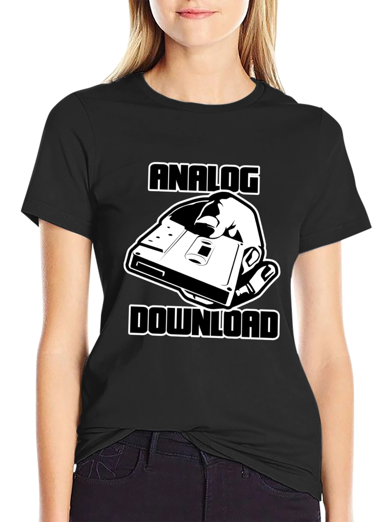 Analog Download Black T-Shirt - Retro Media Style