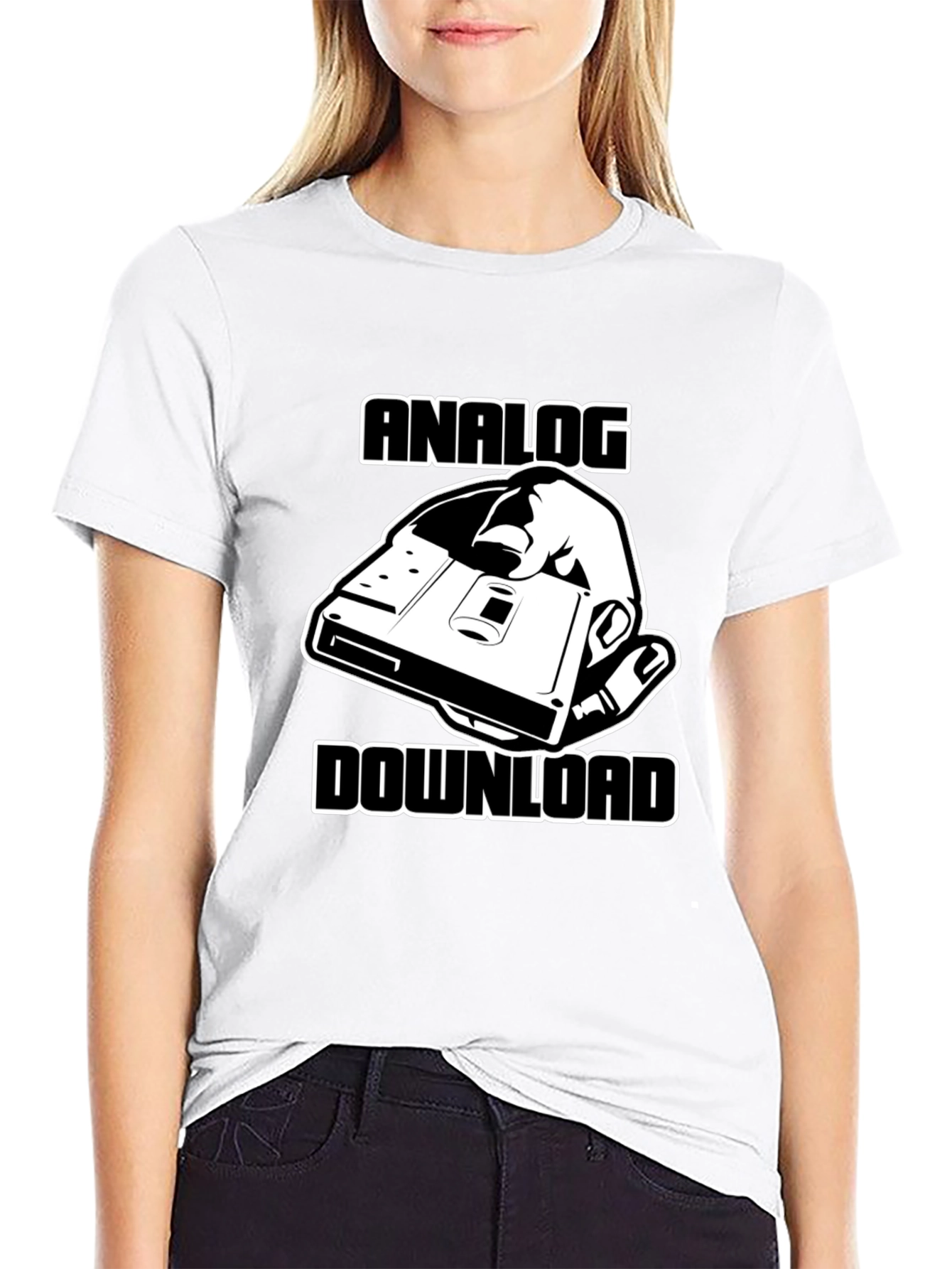 Analog Download Black T-Shirt - Retro Media Style