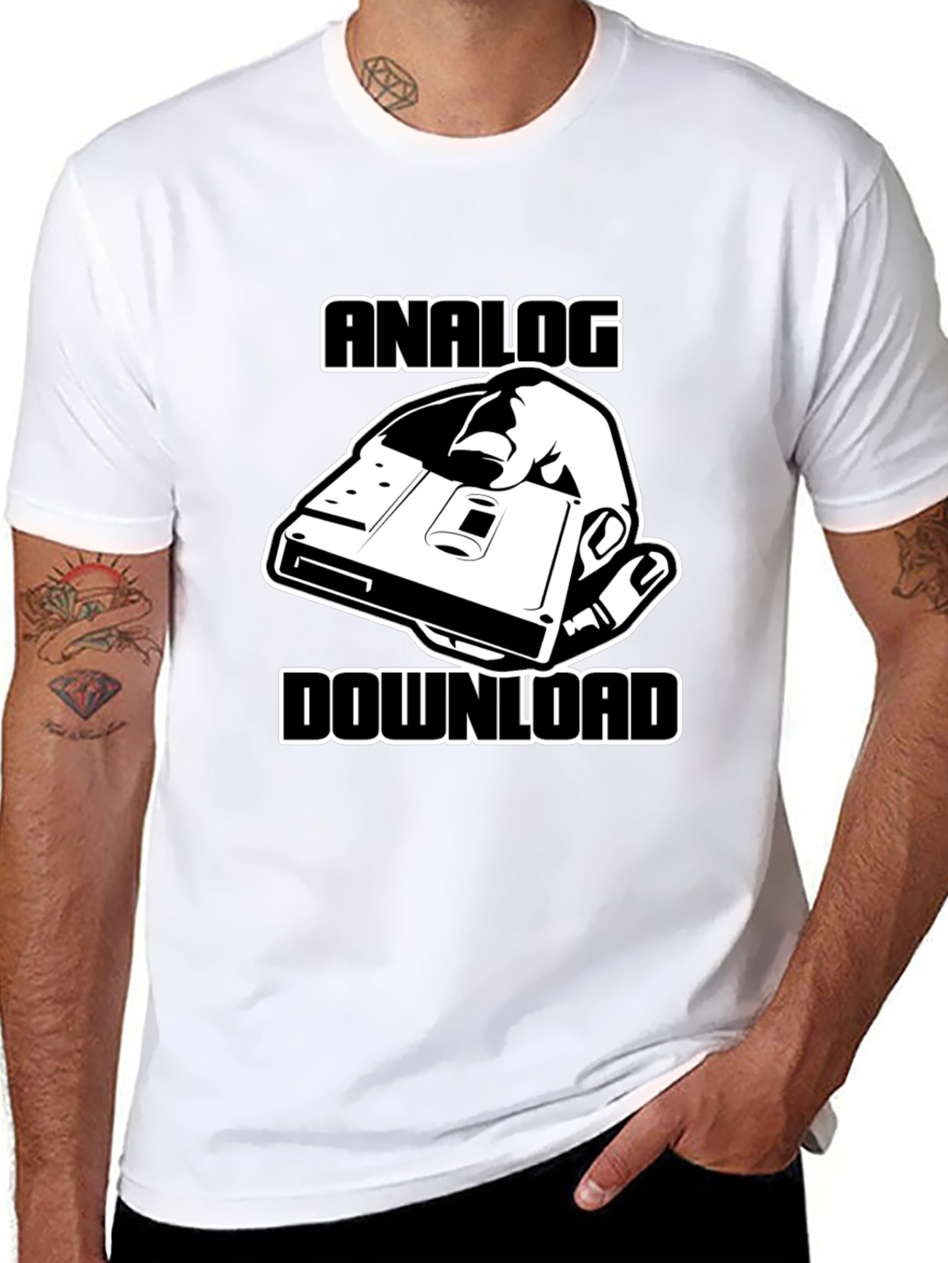 Analog Download Black T-Shirt - Retro Media Style