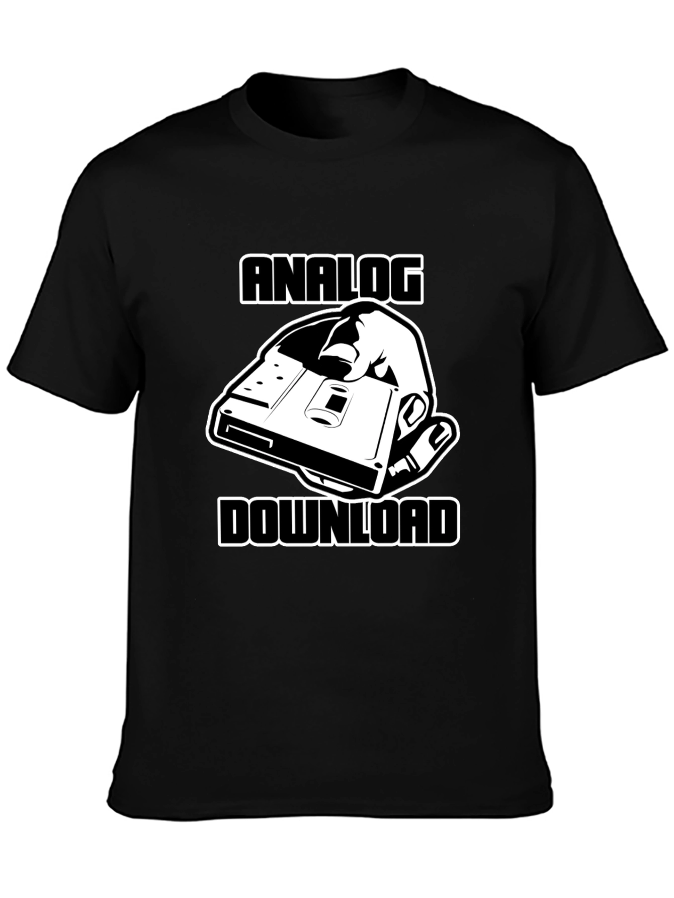Analog Download Black T-Shirt - Retro Media Style