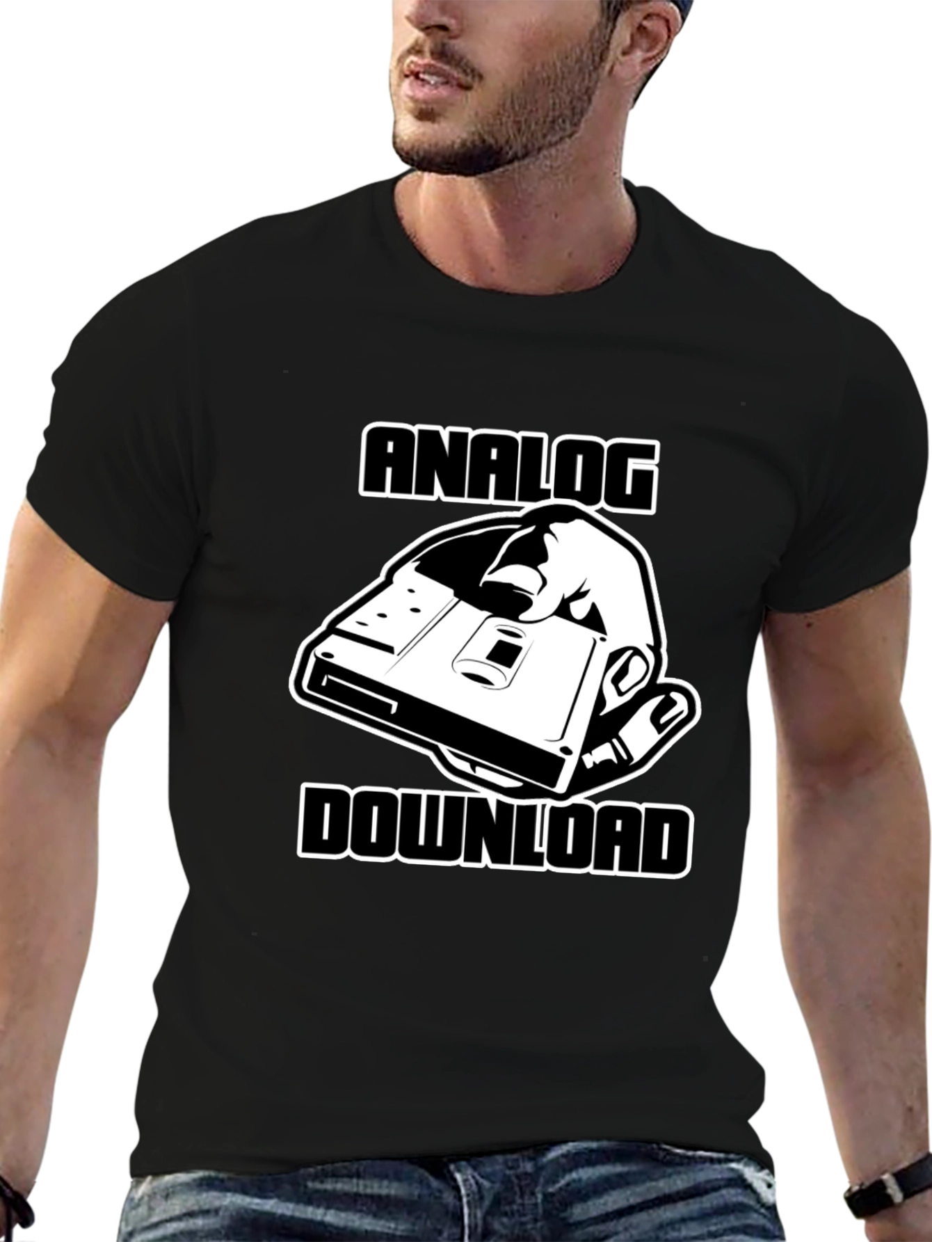 Analog Download Black T-Shirt - Retro Media Style