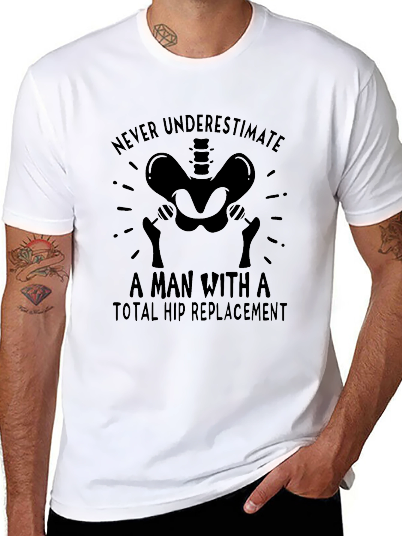 Total Hip Replacement Funny Black T-Shirt