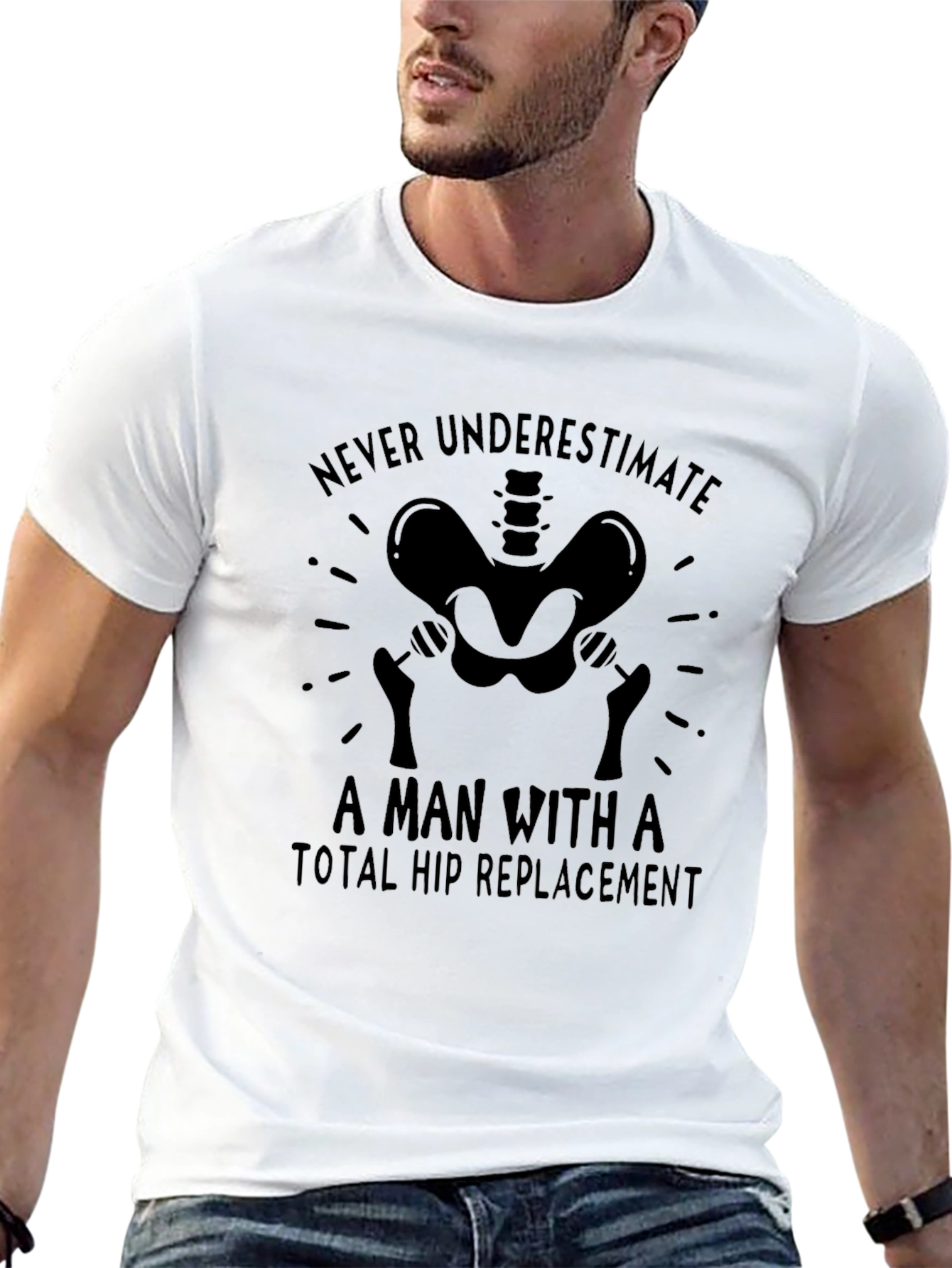 Total Hip Replacement Funny Black T-Shirt
