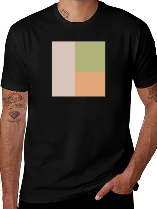 Geometric Color Block Graphic Tee - Black