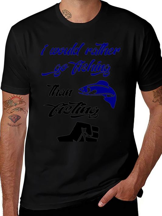 Funny Fishing T-Shirt - Id Rather Go Fishing